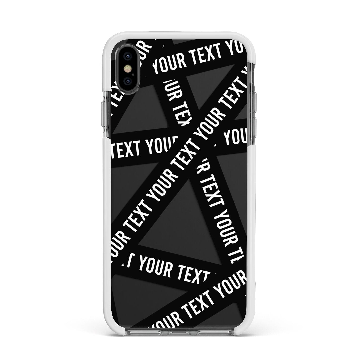 Caution Tape Custom Phrase Apple iPhone Xs Max Impact Case White Edge on Black Phone