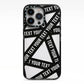 Caution Tape Custom Phrase iPhone 13 Pro Black Impact Case on Silver phone