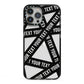 Caution Tape Custom Phrase iPhone 13 Pro Max Black Impact Case on Silver phone