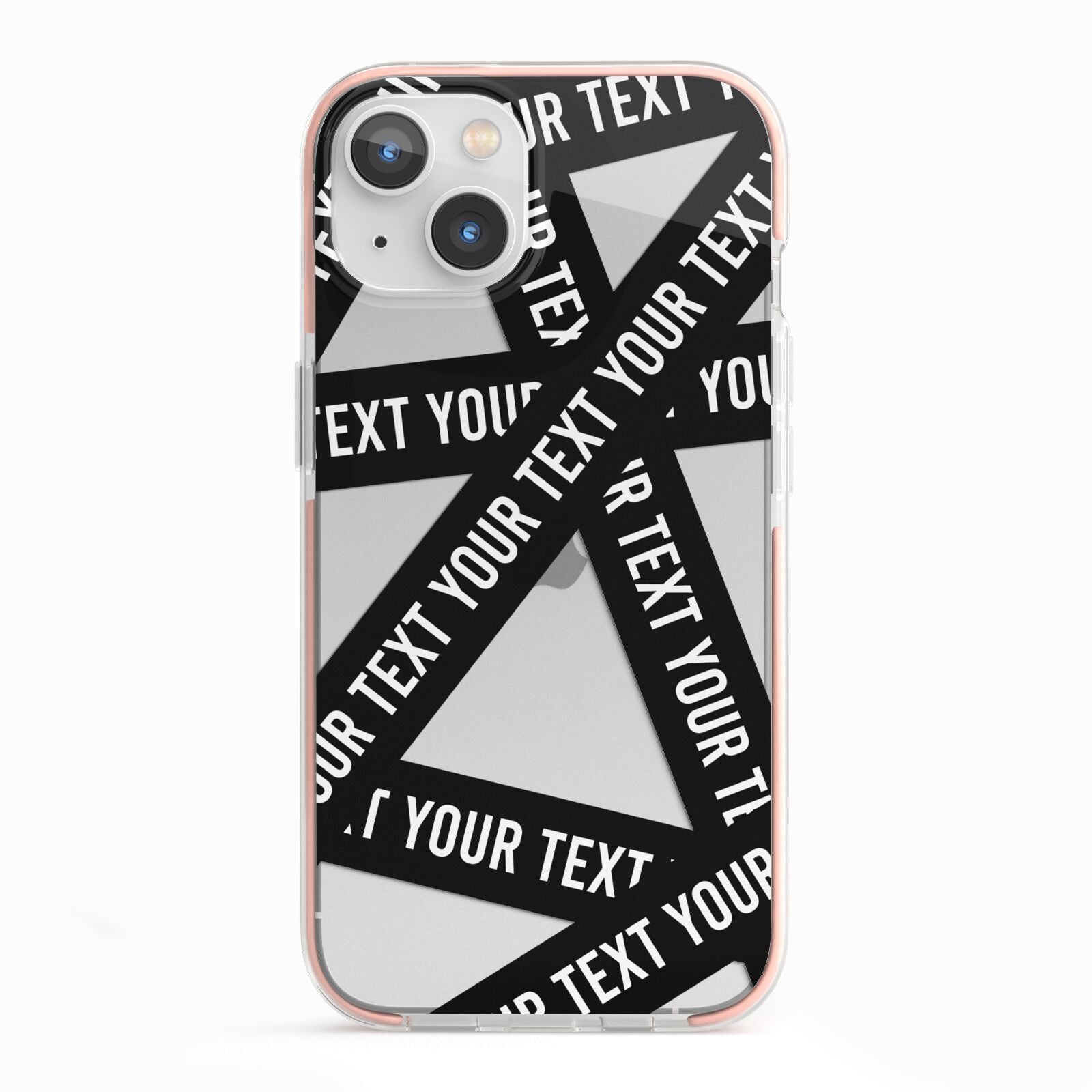 Caution Tape Custom Phrase iPhone 13 TPU Impact Case with Pink Edges