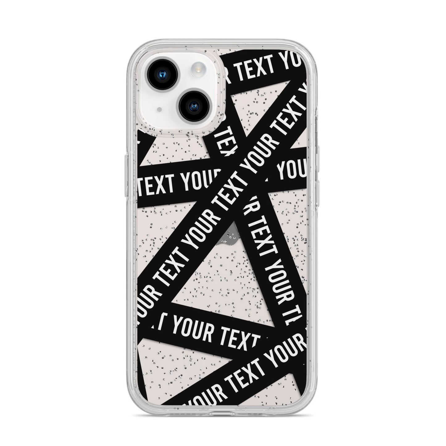 Caution Tape Custom Phrase iPhone 14 Glitter Tough Case Starlight
