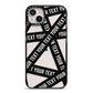 Caution Tape Custom Phrase iPhone 14 Plus Black Impact Case on Silver phone