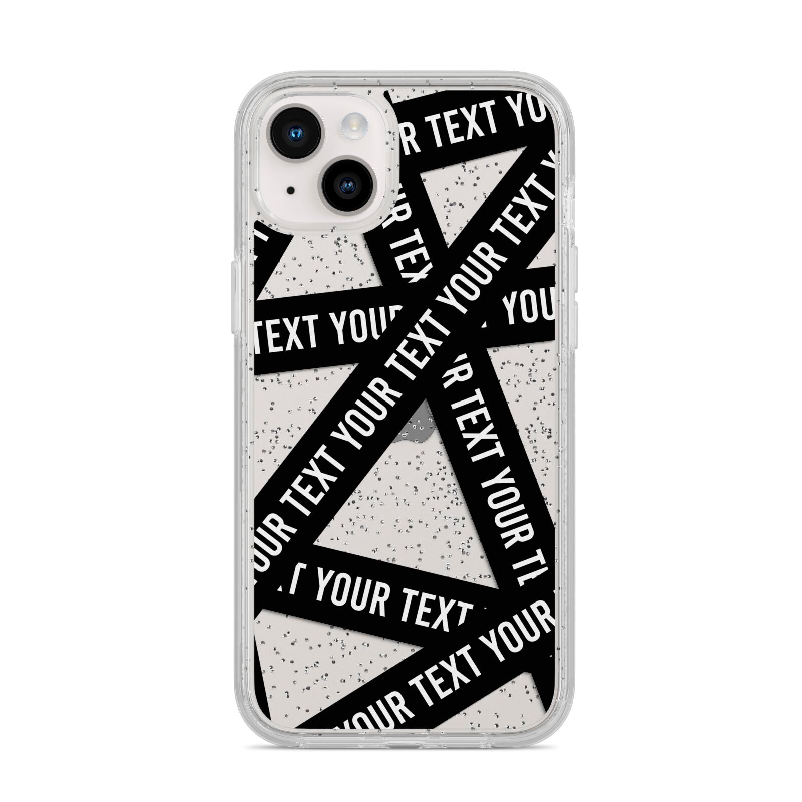 Caution Tape Custom Phrase iPhone 14 Plus Glitter Tough Case Starlight