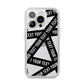 Caution Tape Custom Phrase iPhone 14 Pro Clear Tough Case Silver