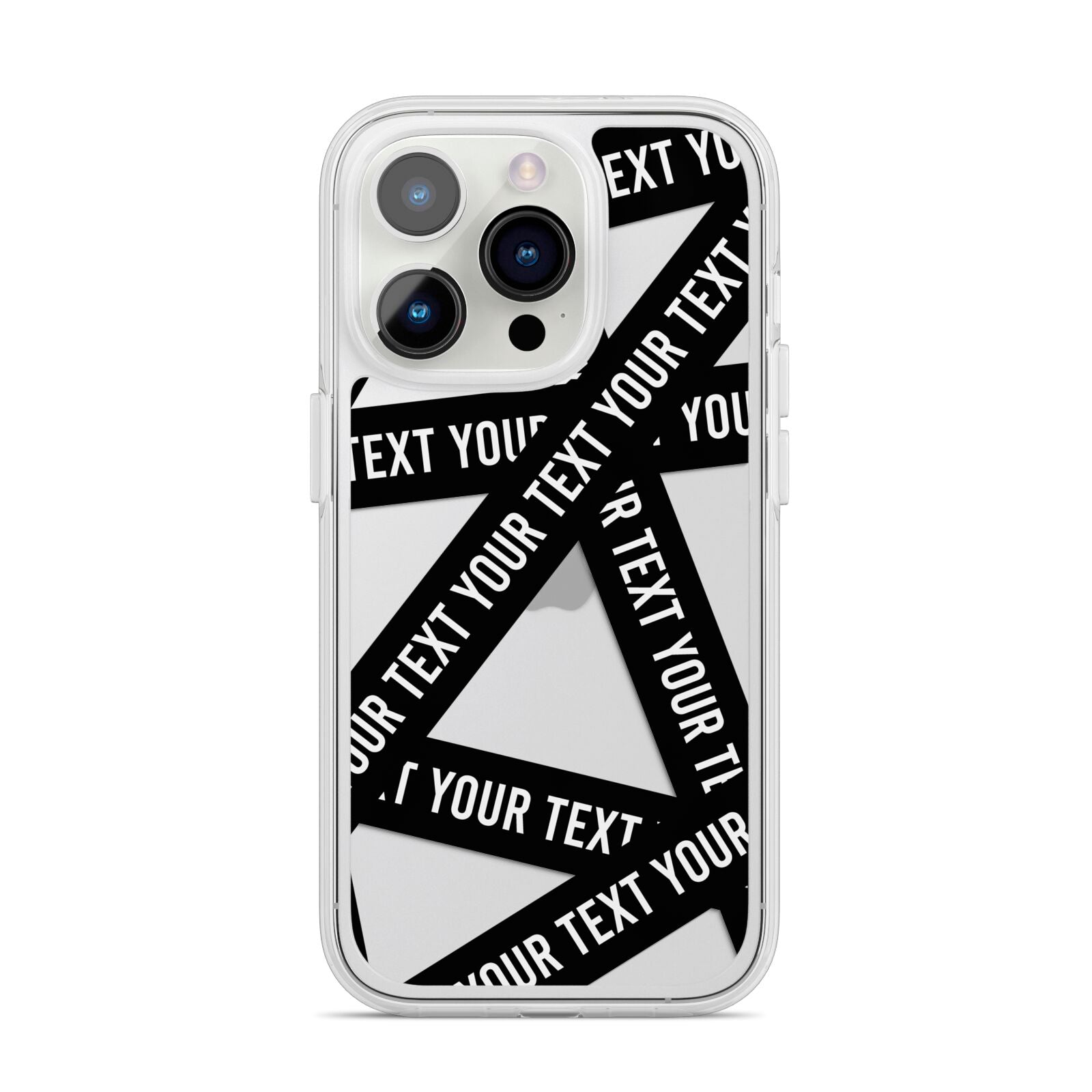 Caution Tape Custom Phrase iPhone 14 Pro Clear Tough Case Silver