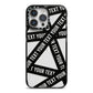 Caution Tape Custom Phrase iPhone 14 Pro Max Black Impact Case on Silver phone
