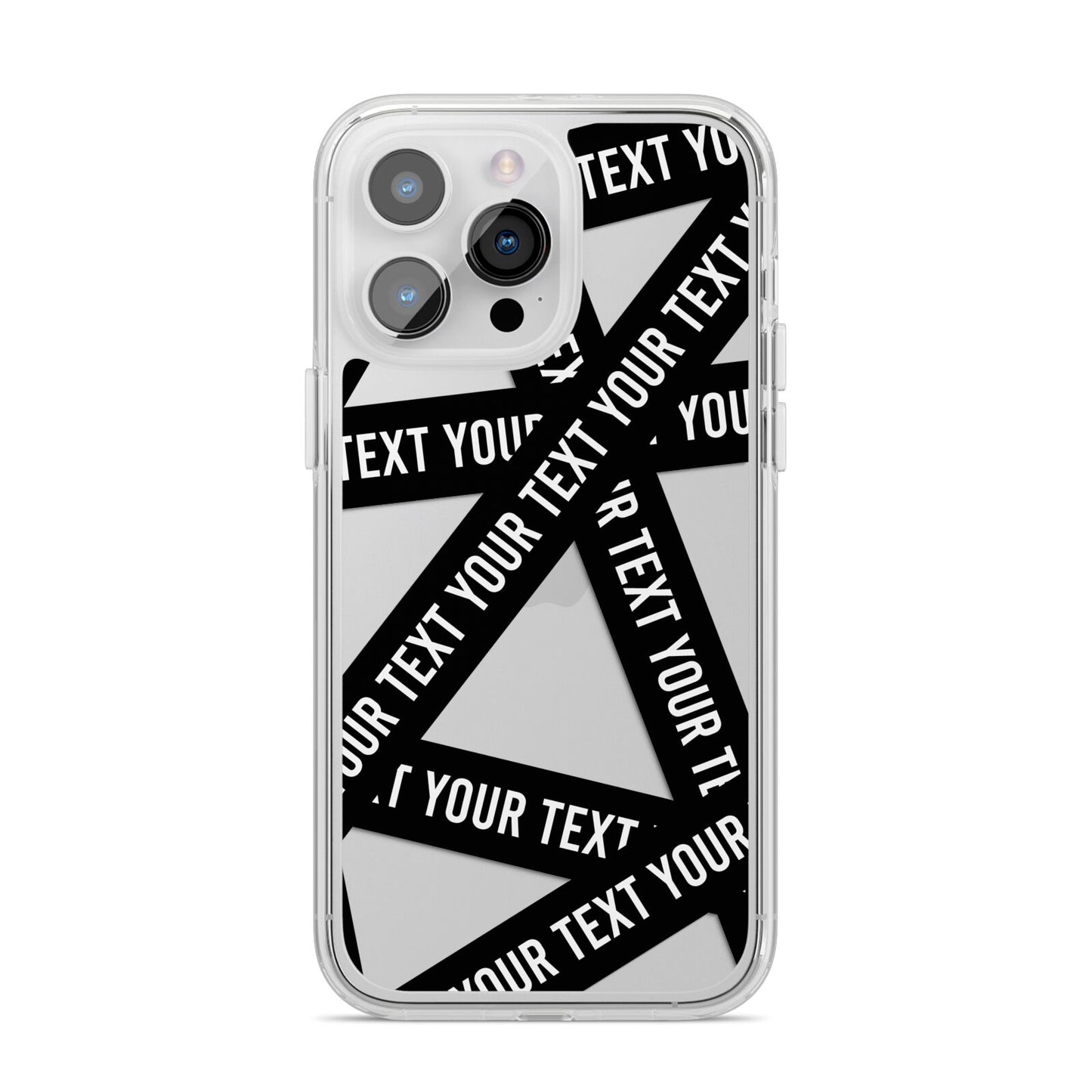 Caution Tape Custom Phrase iPhone 14 Pro Max Clear Tough Case Silver
