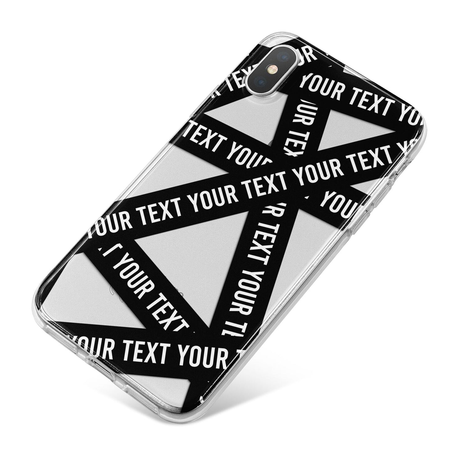 Caution Tape Custom Phrase iPhone X Bumper Case on Silver iPhone