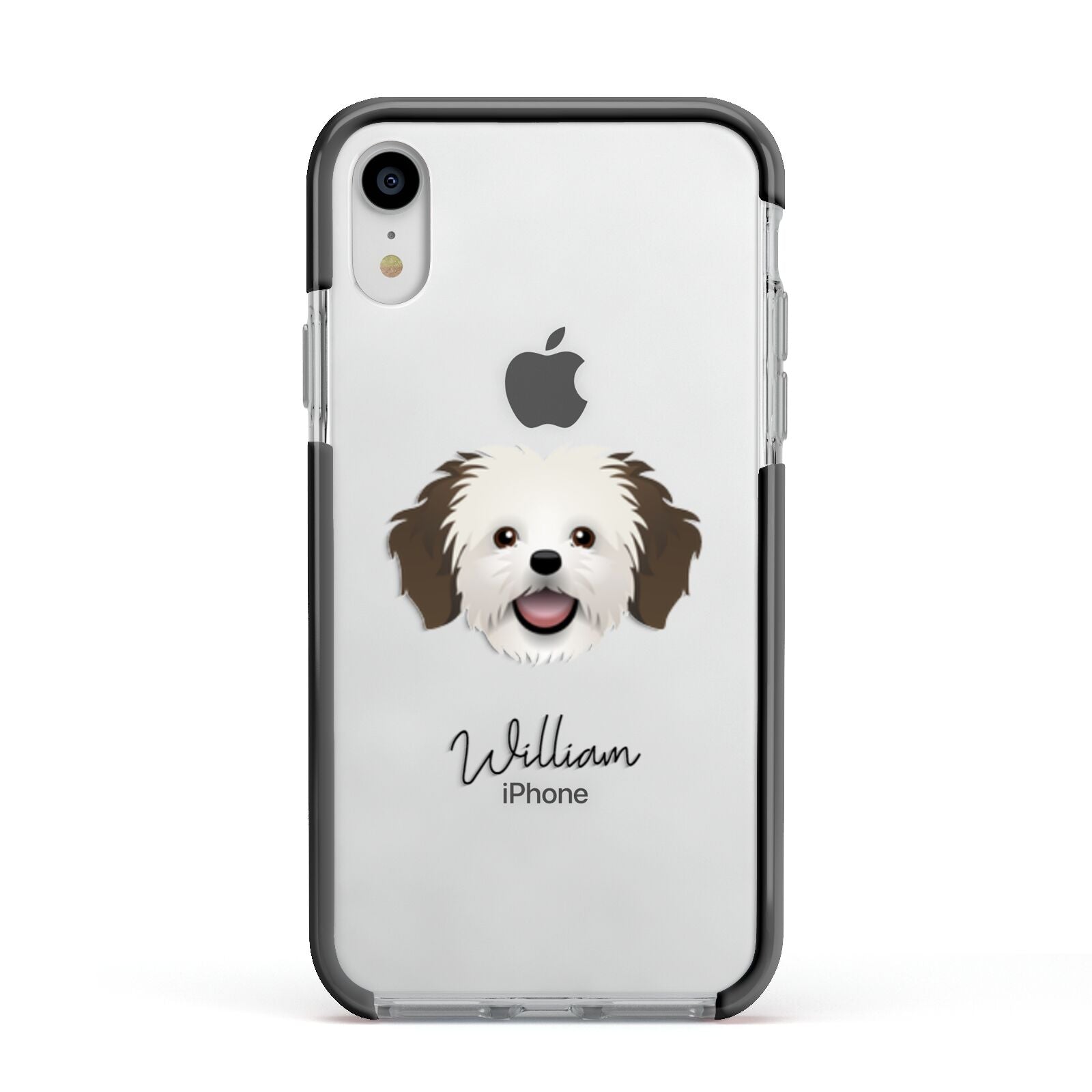 Cava Tzu Personalised Apple iPhone XR Impact Case Black Edge on Silver Phone