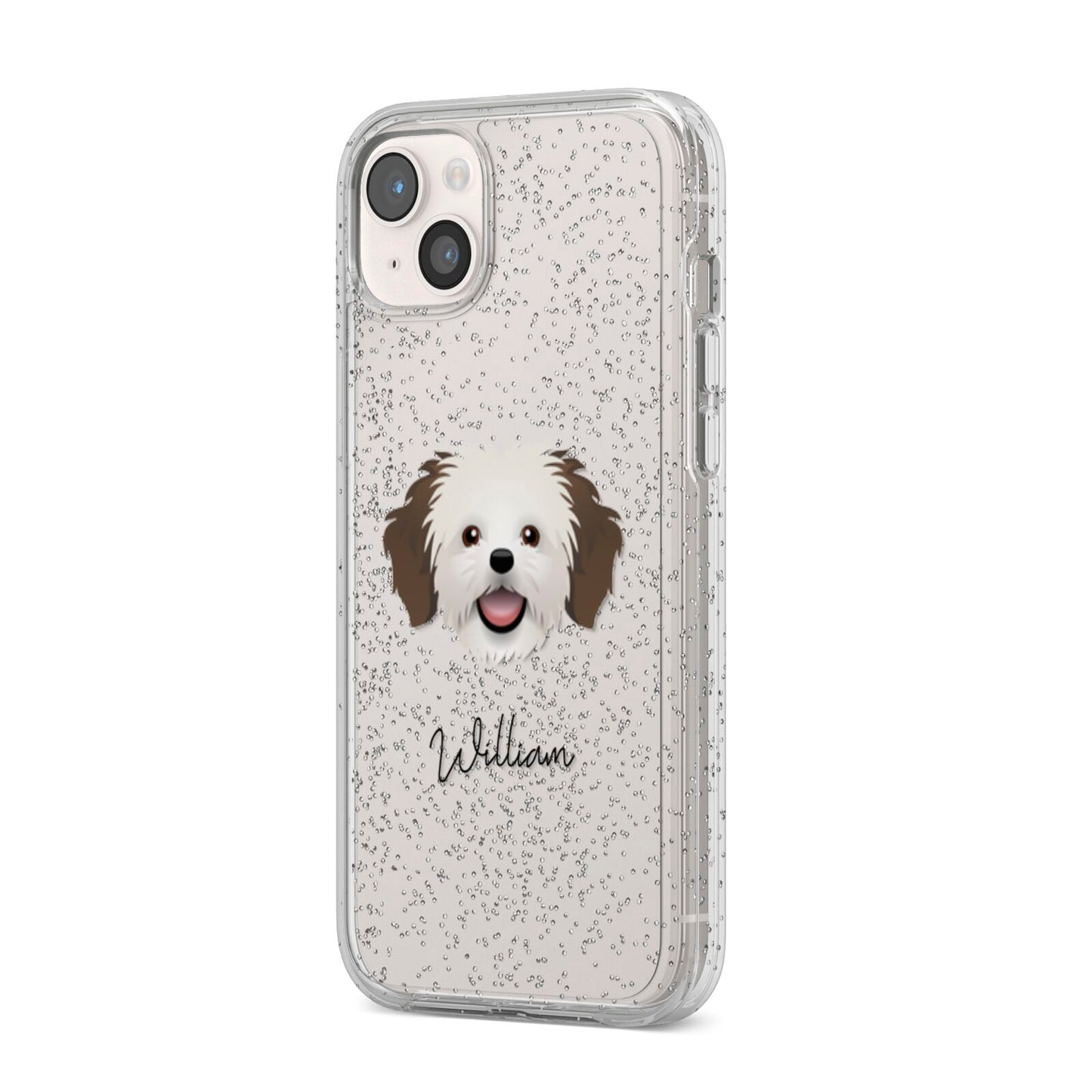 Cava Tzu Personalised iPhone 14 Plus Glitter Tough Case Starlight Angled Image
