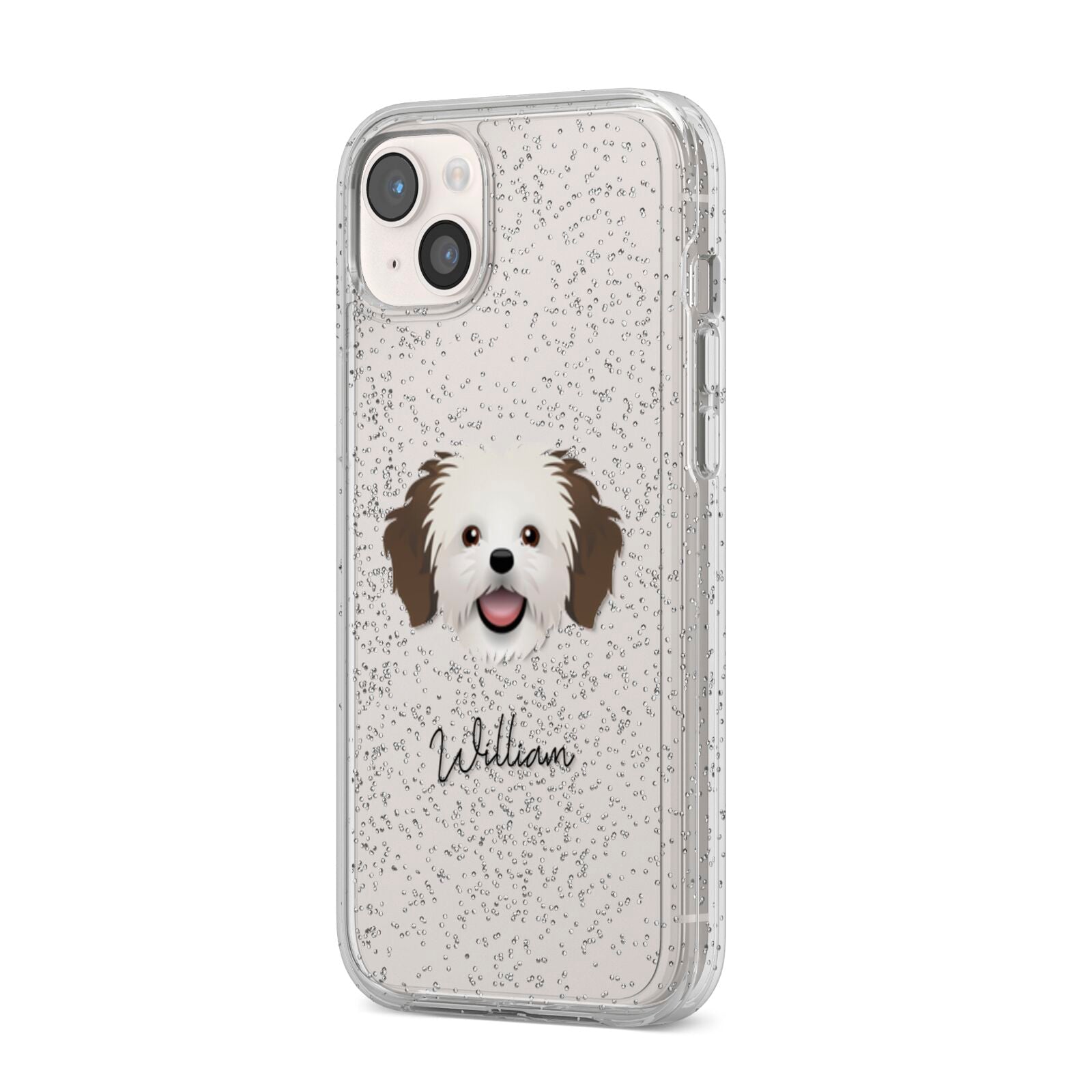 Cava Tzu Personalised iPhone 14 Plus Glitter Tough Case Starlight Angled Image