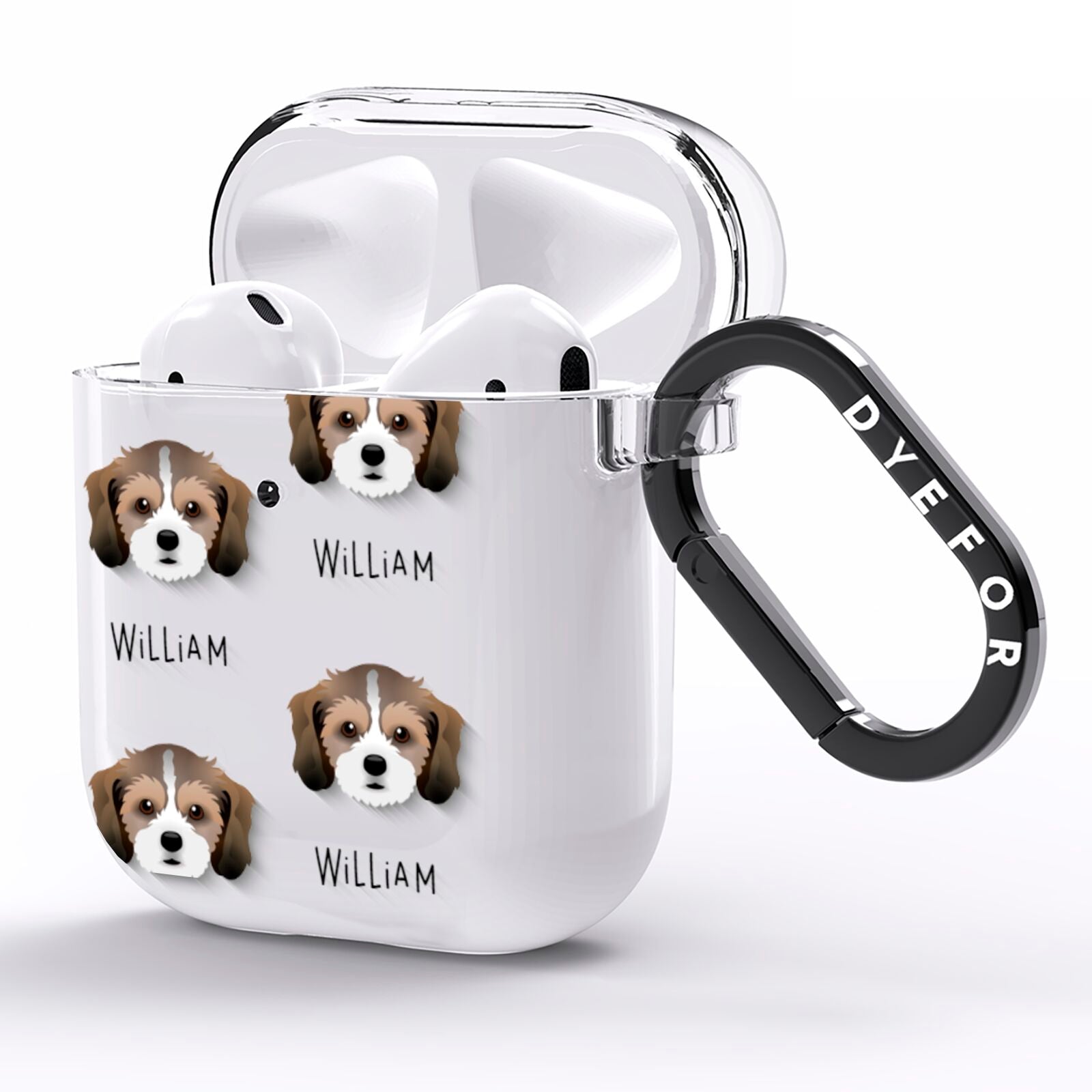 Cavachon Icon with Name AirPods Clear Case Side Image
