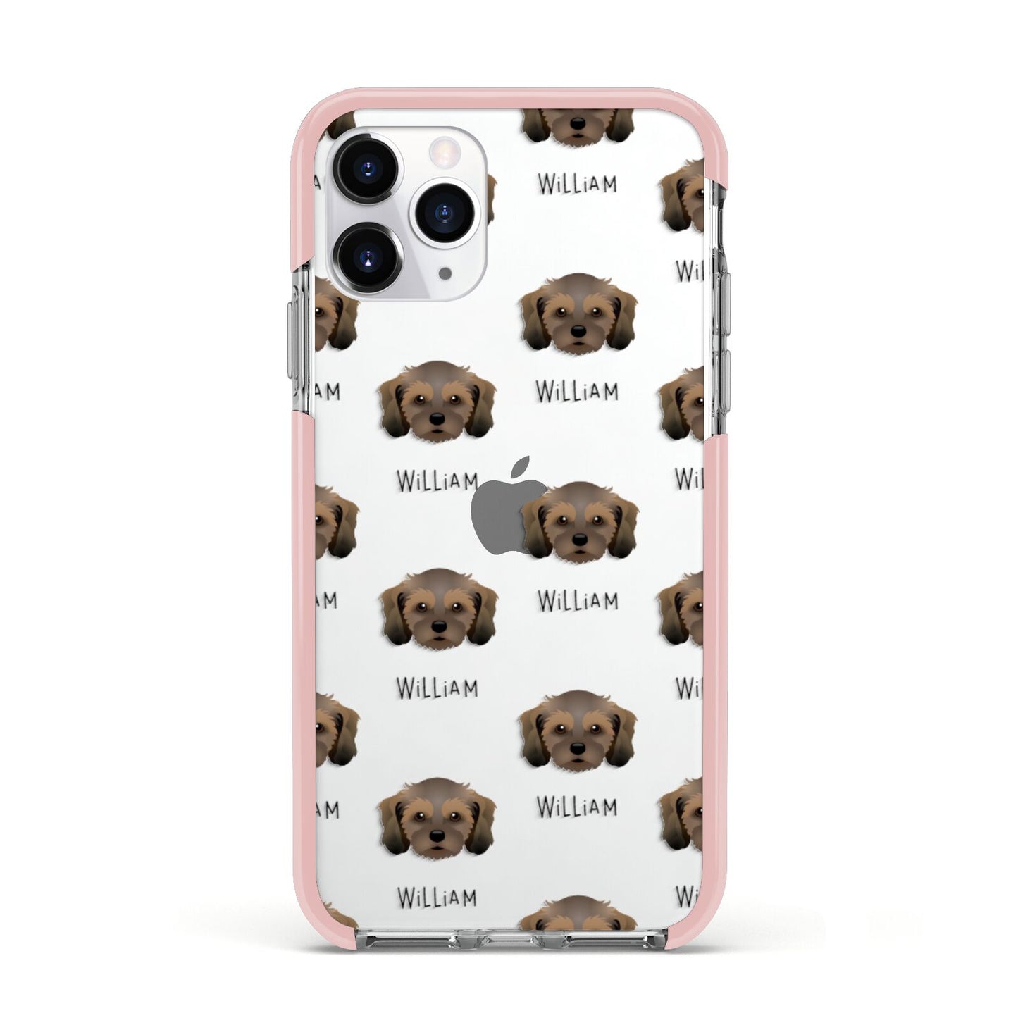 Cavachon Icon with Name Apple iPhone 11 Pro in Silver with Pink Impact Case