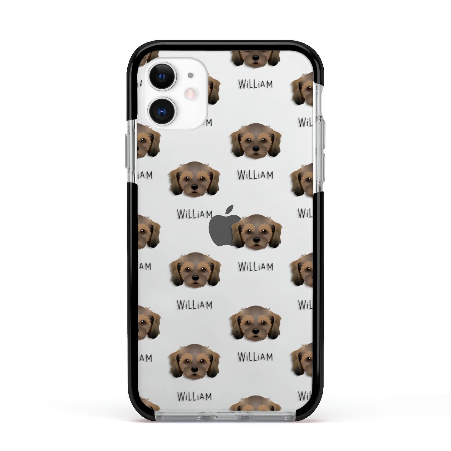 Cavachon Icon with Name Apple iPhone 11 in White with Black Impact Case