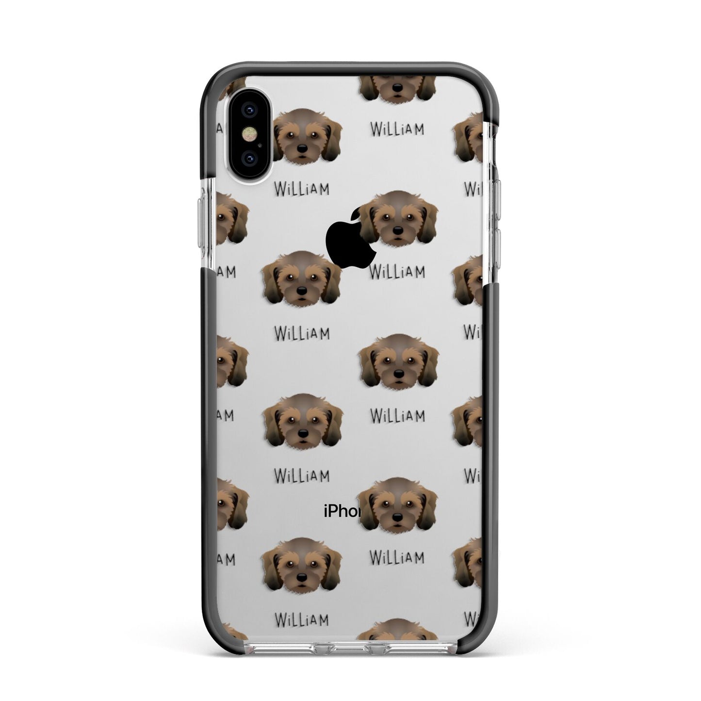 Cavachon Icon with Name Apple iPhone Xs Max Impact Case Black Edge on Silver Phone