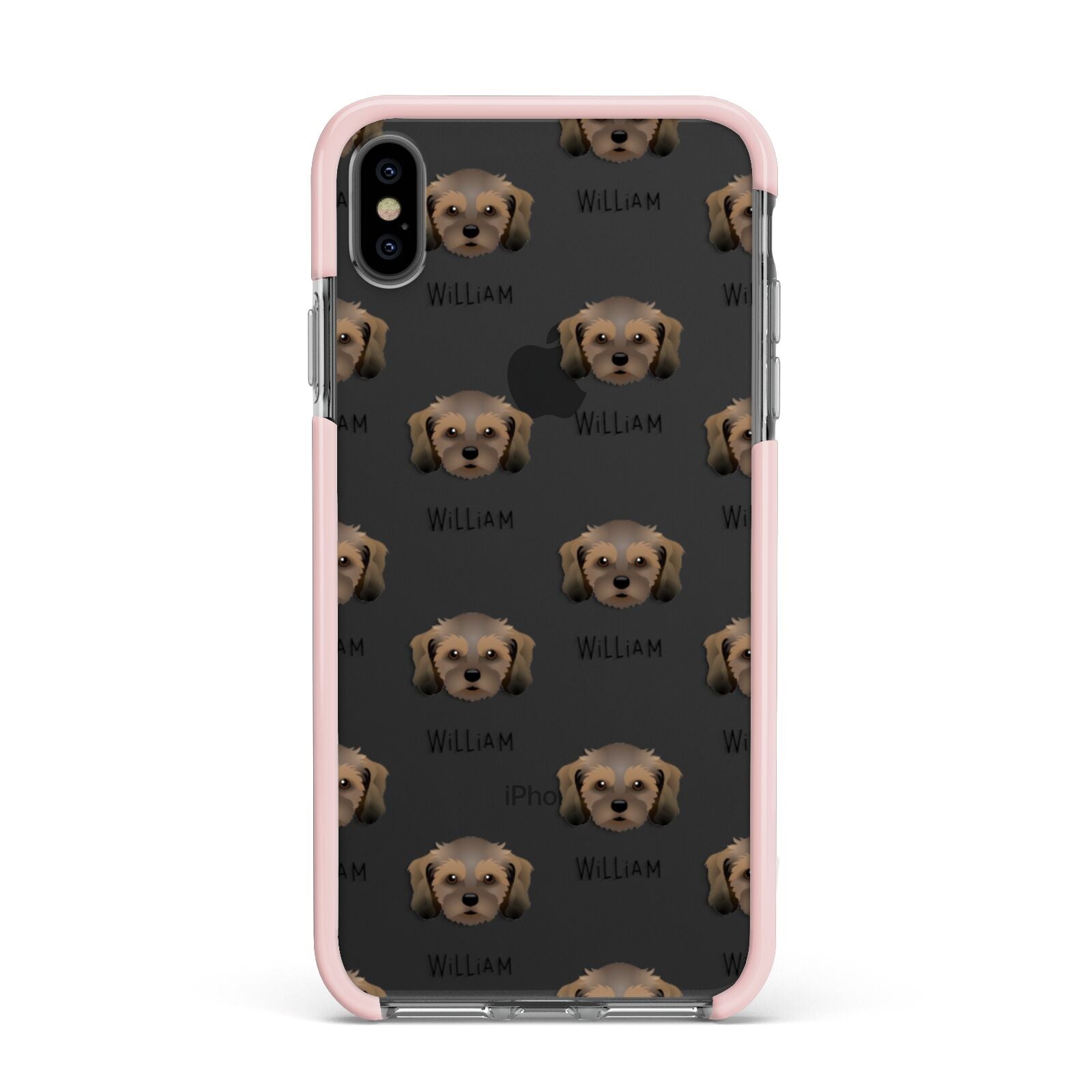 Cavachon Icon with Name Apple iPhone Xs Max Impact Case Pink Edge on Black Phone