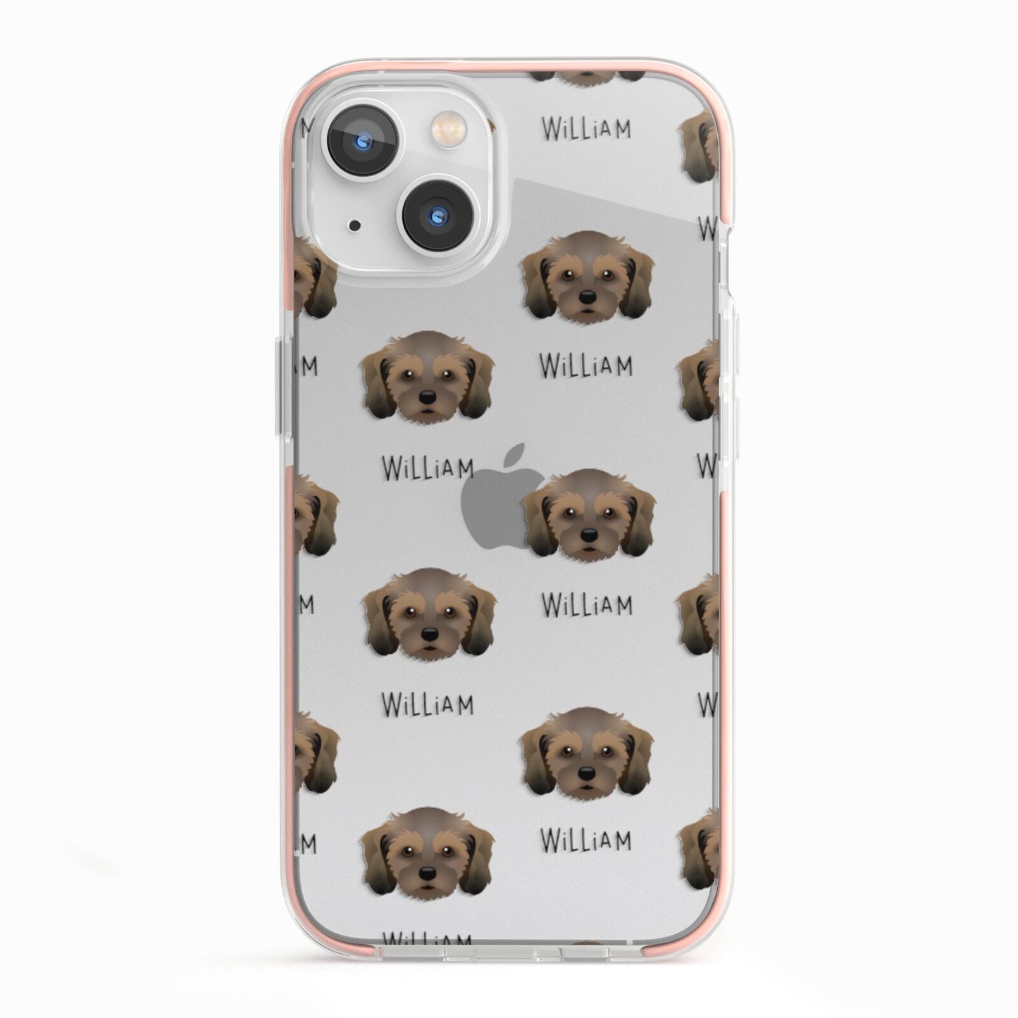 Cavachon Icon with Name iPhone 13 TPU Impact Case with Pink Edges