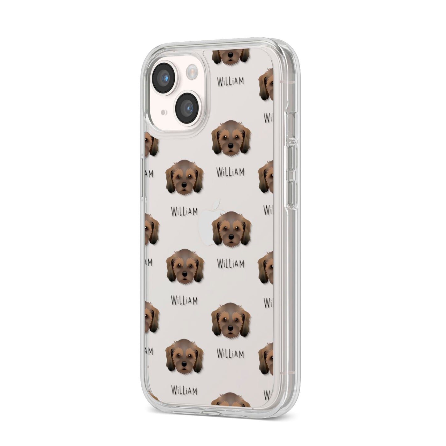 Cavachon Icon with Name iPhone 14 Clear Tough Case Starlight Angled Image