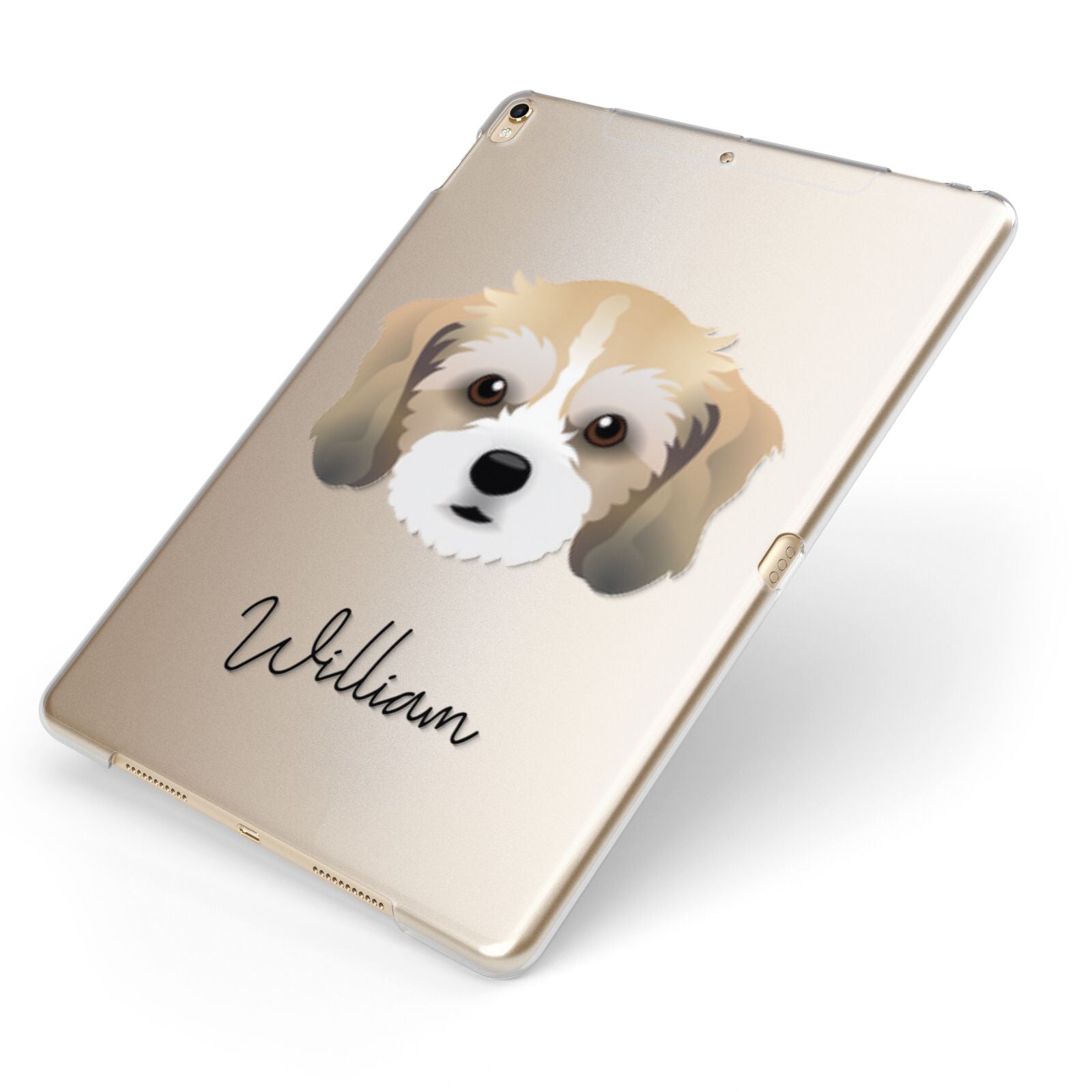 Cavachon Personalised Apple iPad Case on Gold iPad Side View