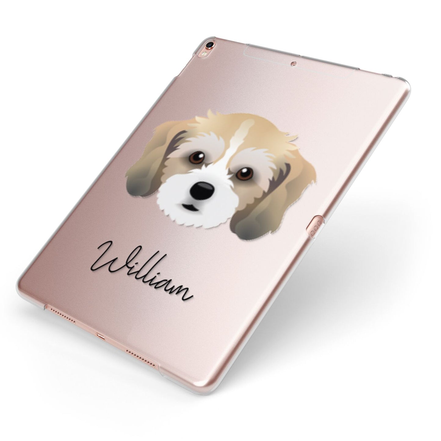 Cavachon Personalised Apple iPad Case on Rose Gold iPad Side View