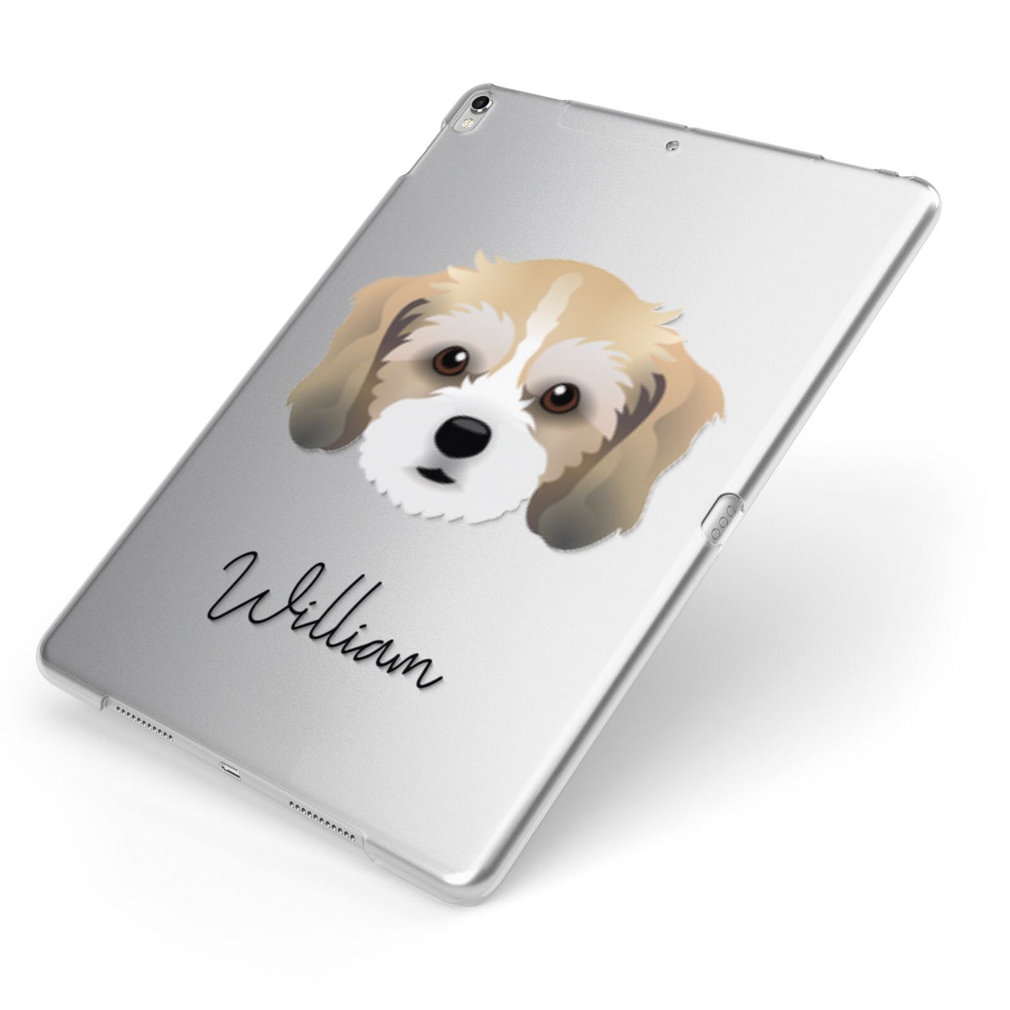 Cavachon Personalised Apple iPad Case on Silver iPad Side View