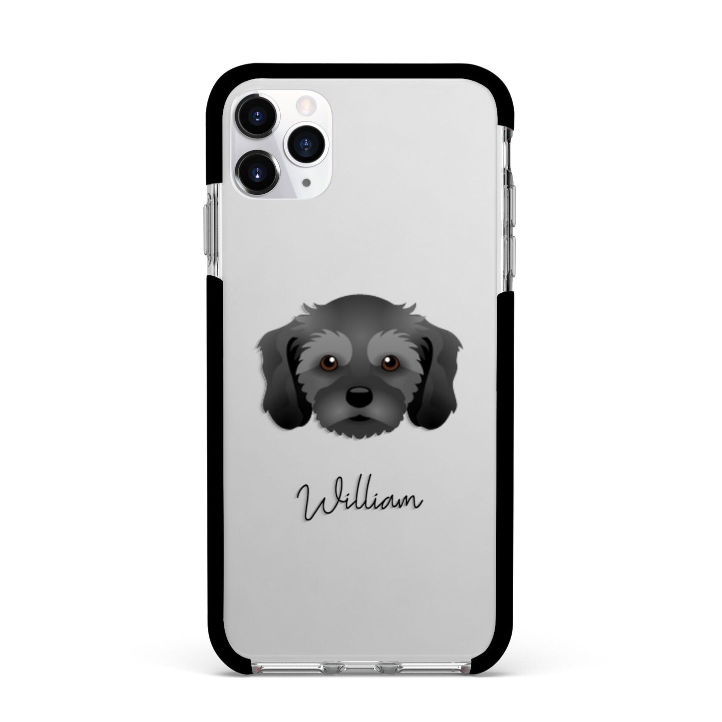 Cavachon Personalised Apple iPhone 11 Pro Max in Silver with Black Impact Case