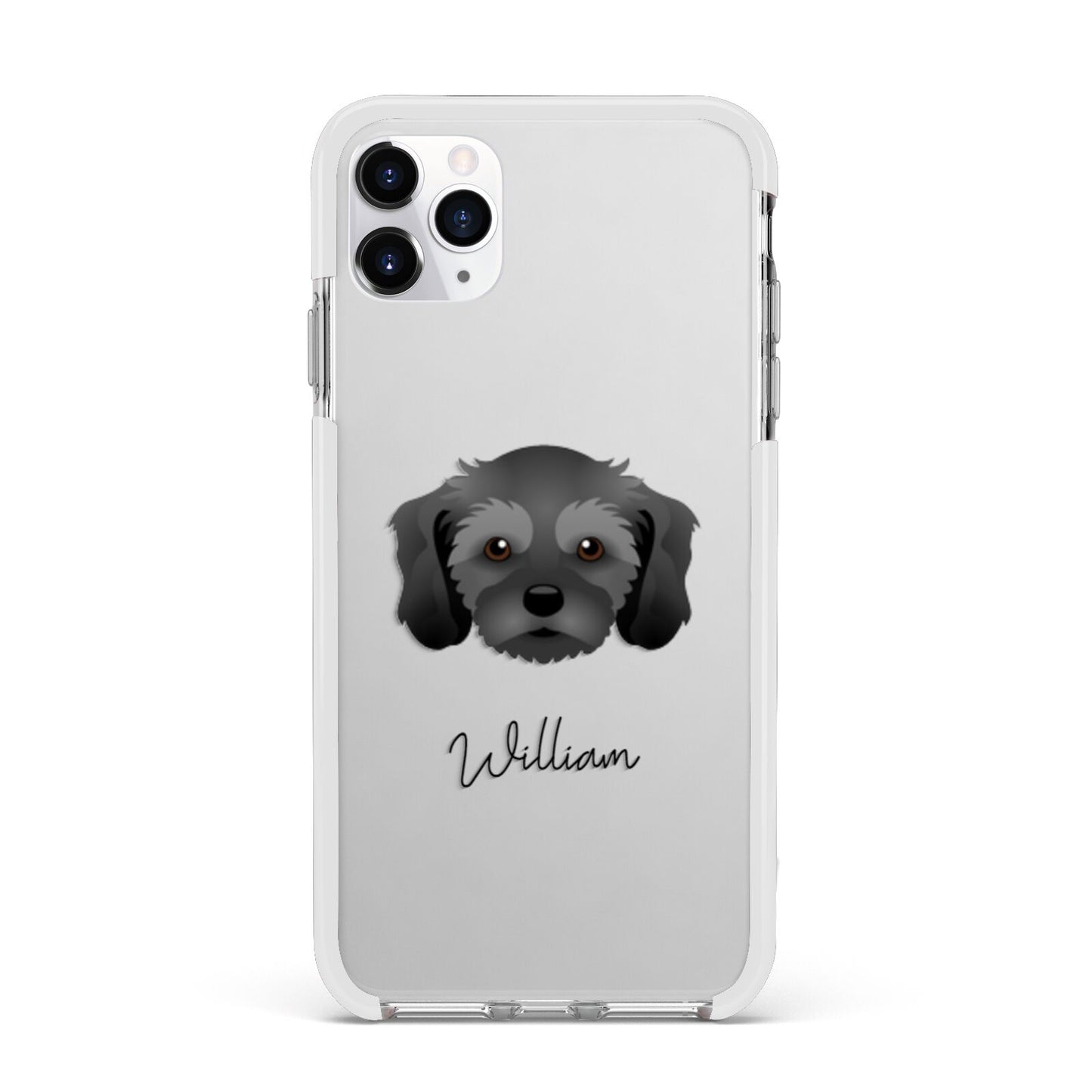 Cavachon Personalised Apple iPhone 11 Pro Max in Silver with White Impact Case