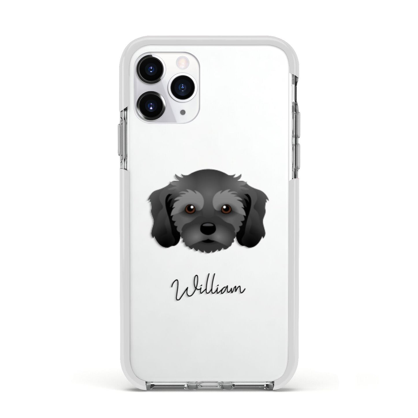 Cavachon Personalised Apple iPhone 11 Pro in Silver with White Impact Case