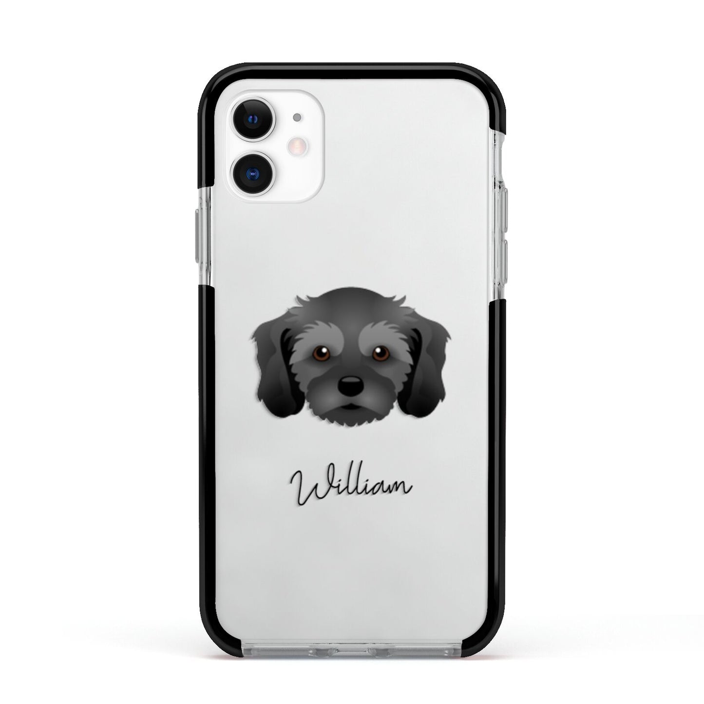 Cavachon Personalised Apple iPhone 11 in White with Black Impact Case