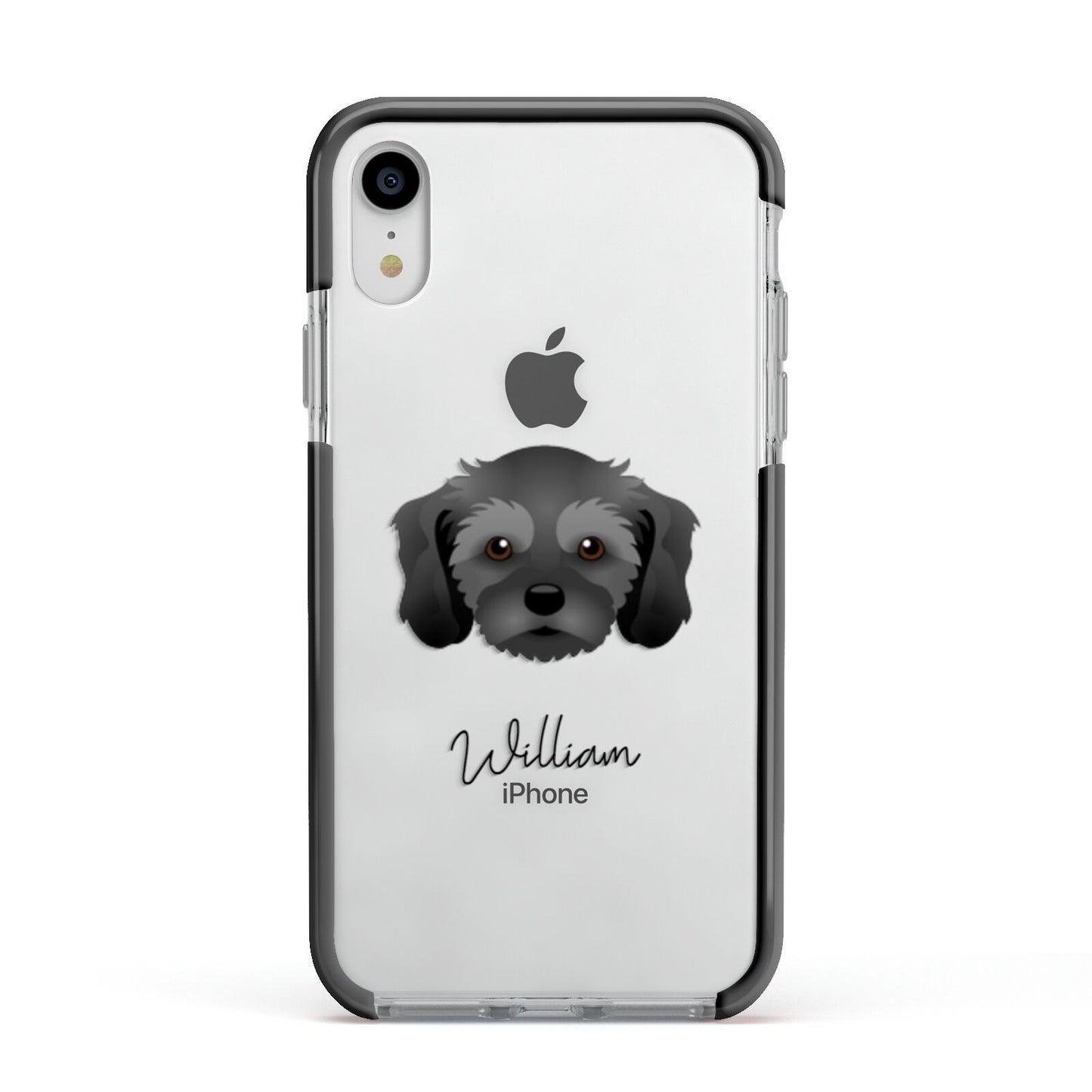 Cavachon Personalised Apple iPhone XR Impact Case Black Edge on Silver Phone