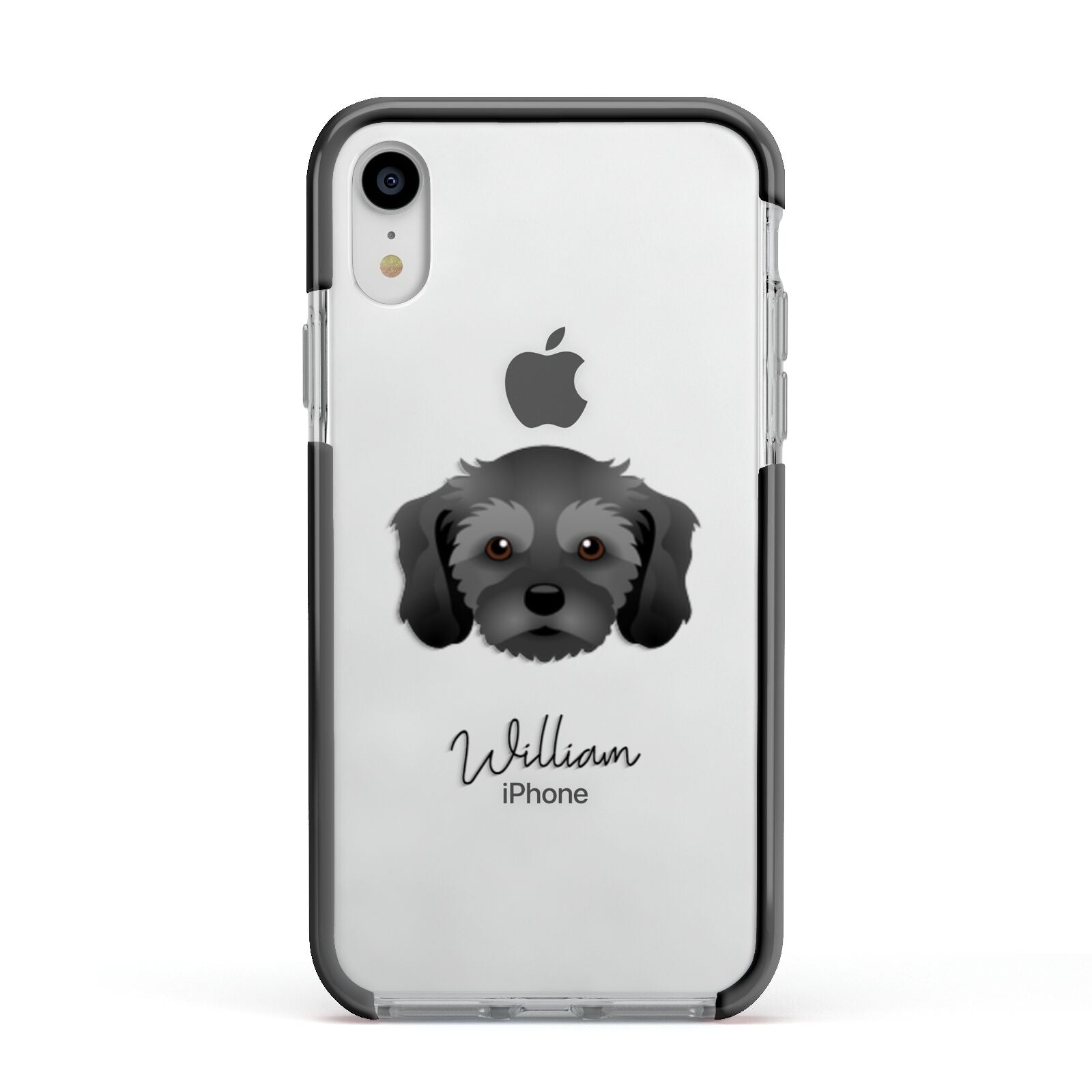 Cavachon Personalised Apple iPhone XR Impact Case Black Edge on Silver Phone