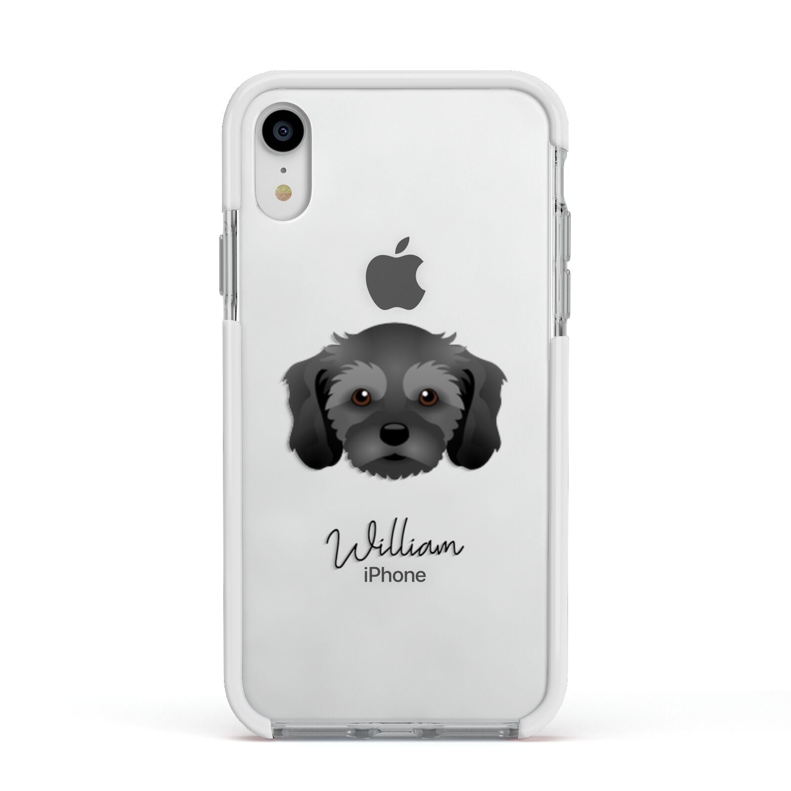 Cavachon Personalised Apple iPhone XR Impact Case White Edge on Silver Phone