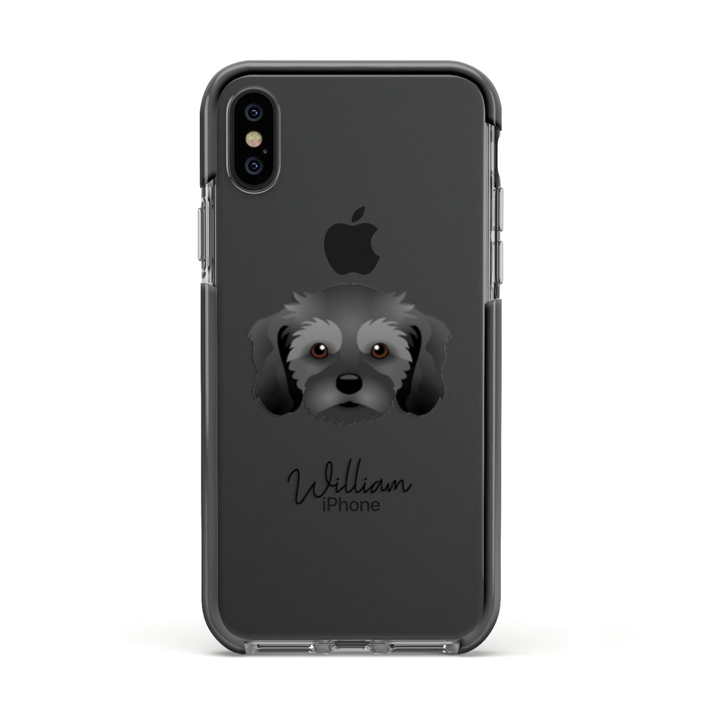 Cavachon Personalised Apple iPhone Xs Impact Case Black Edge on Black Phone