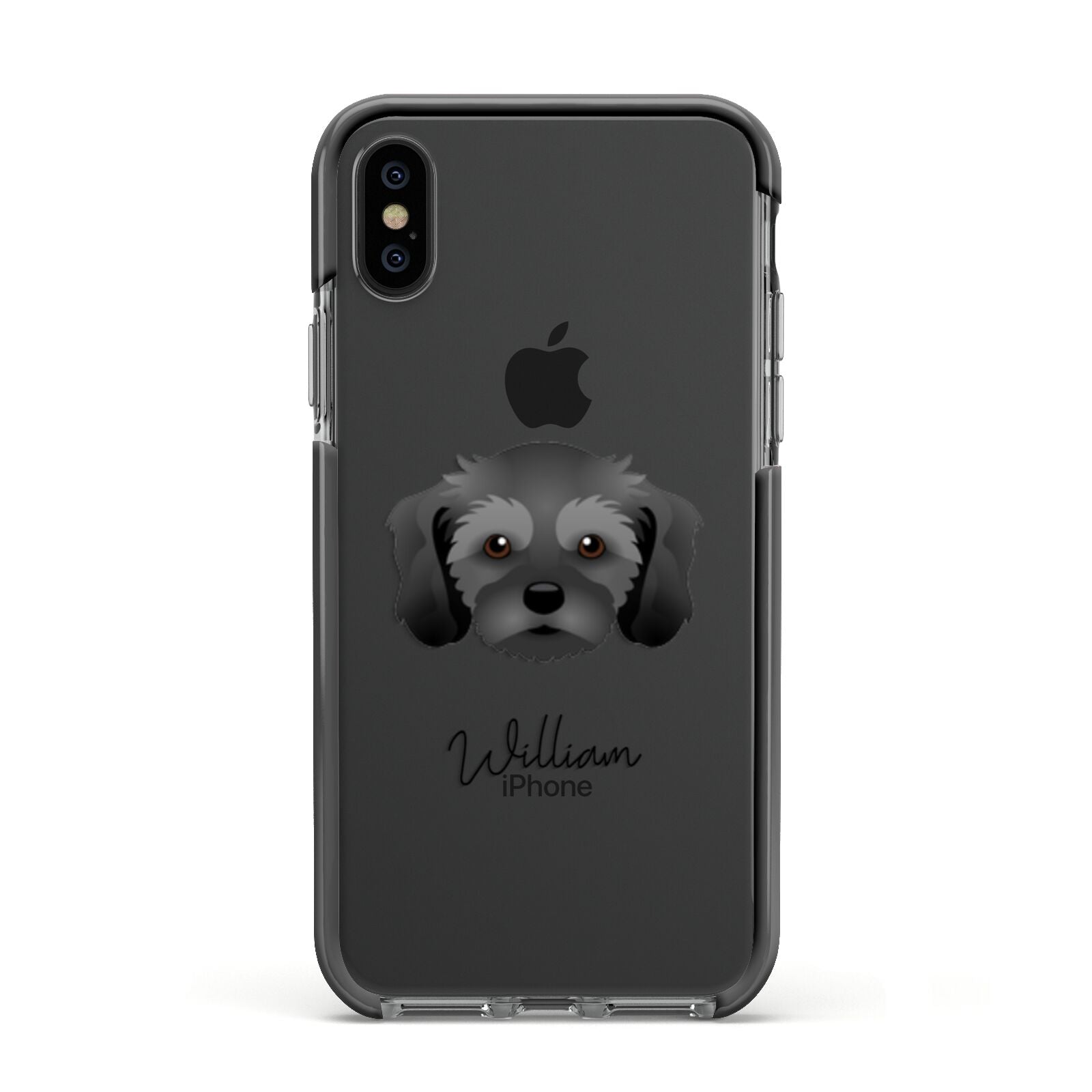 Cavachon Personalised Apple iPhone Xs Impact Case Black Edge on Black Phone