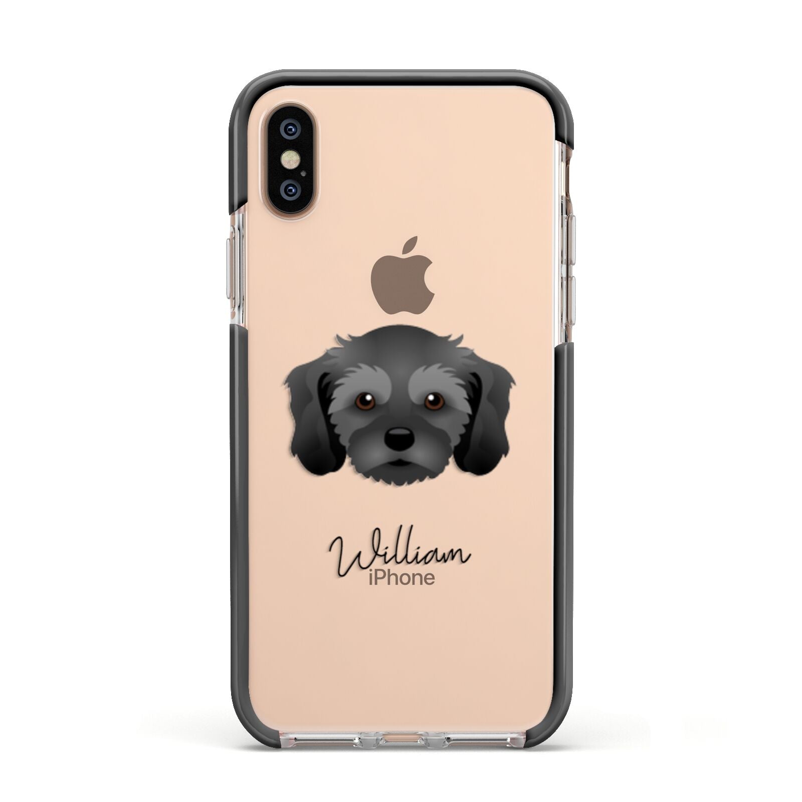 Cavachon Personalised Apple iPhone Xs Impact Case Black Edge on Gold Phone