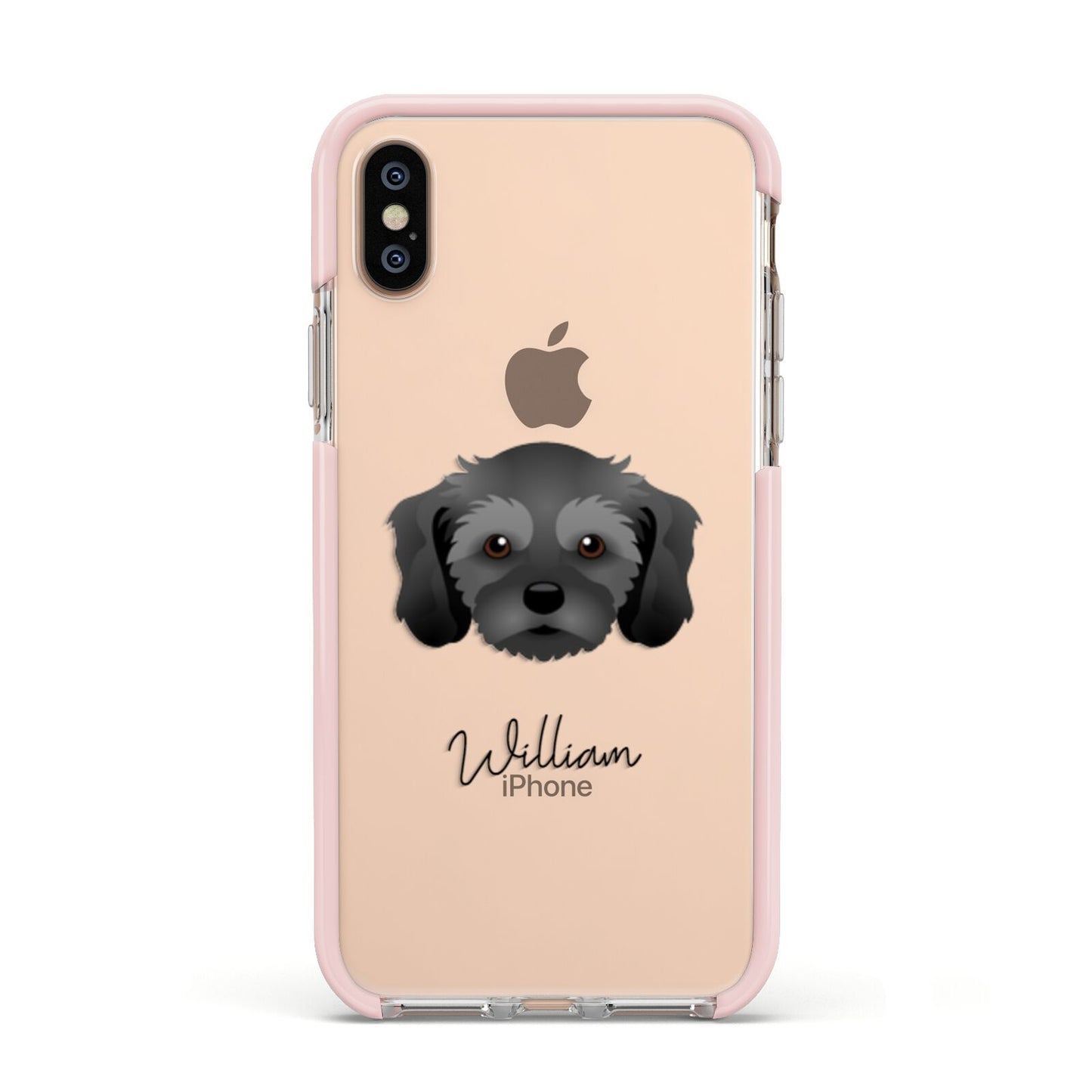 Cavachon Personalised Apple iPhone Xs Impact Case Pink Edge on Gold Phone