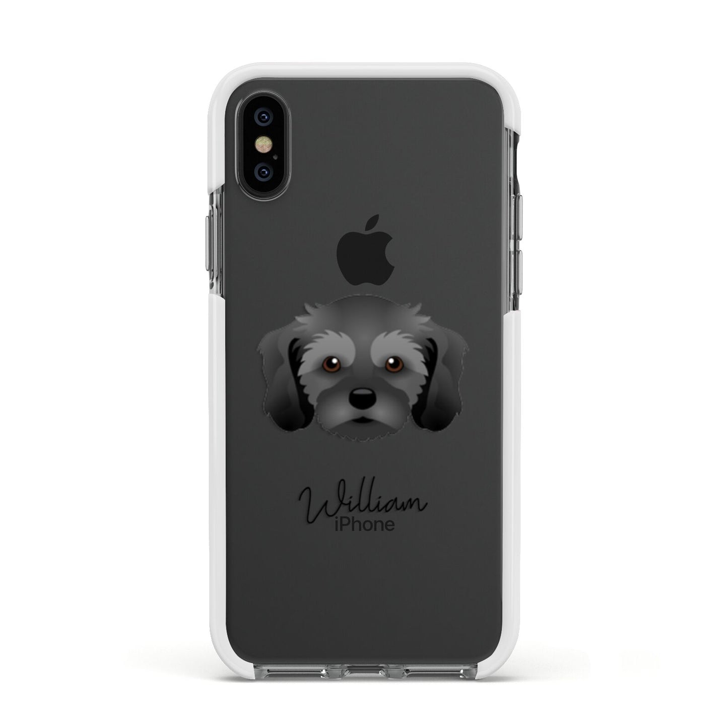 Cavachon Personalised Apple iPhone Xs Impact Case White Edge on Black Phone