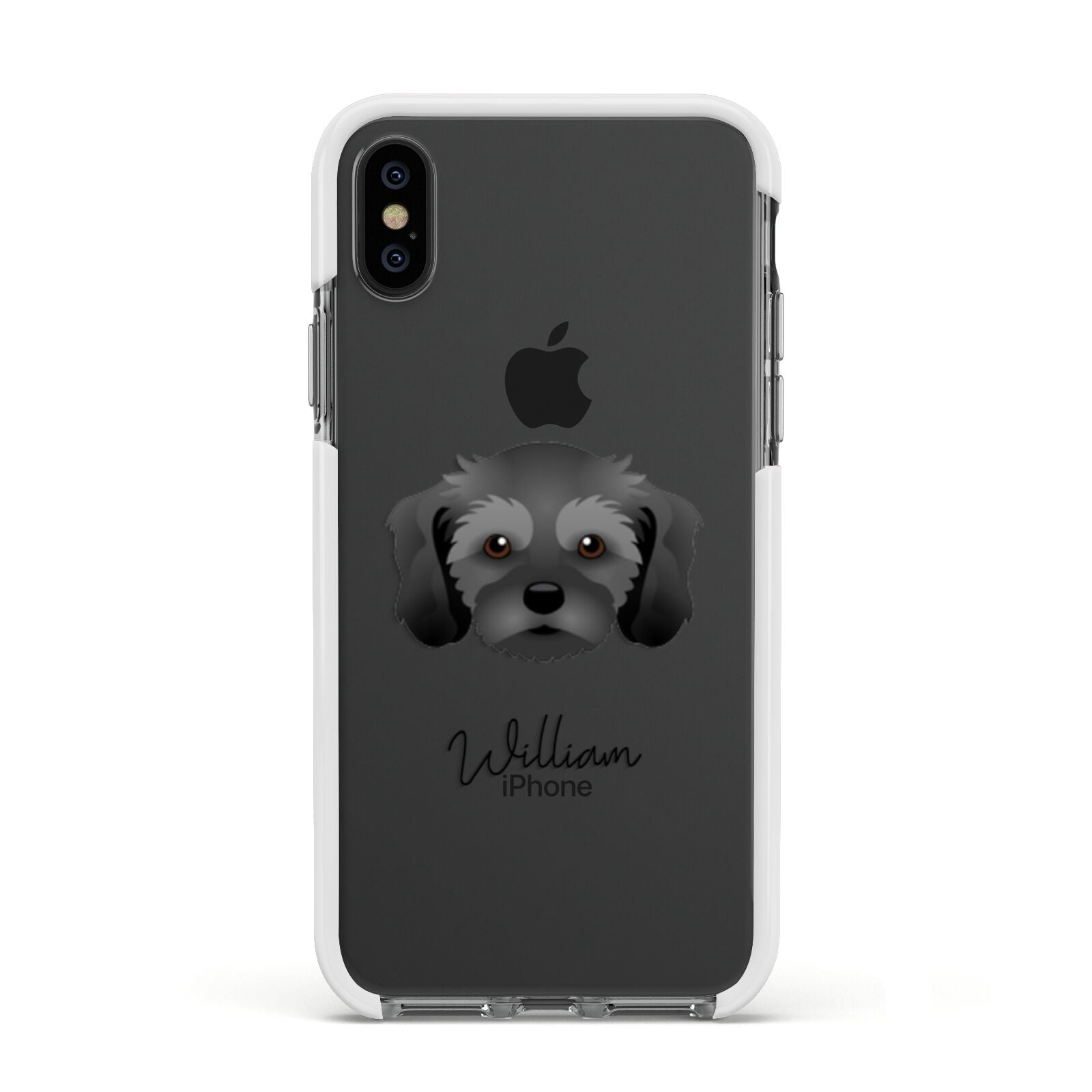 Cavachon Personalised Apple iPhone Xs Impact Case White Edge on Black Phone