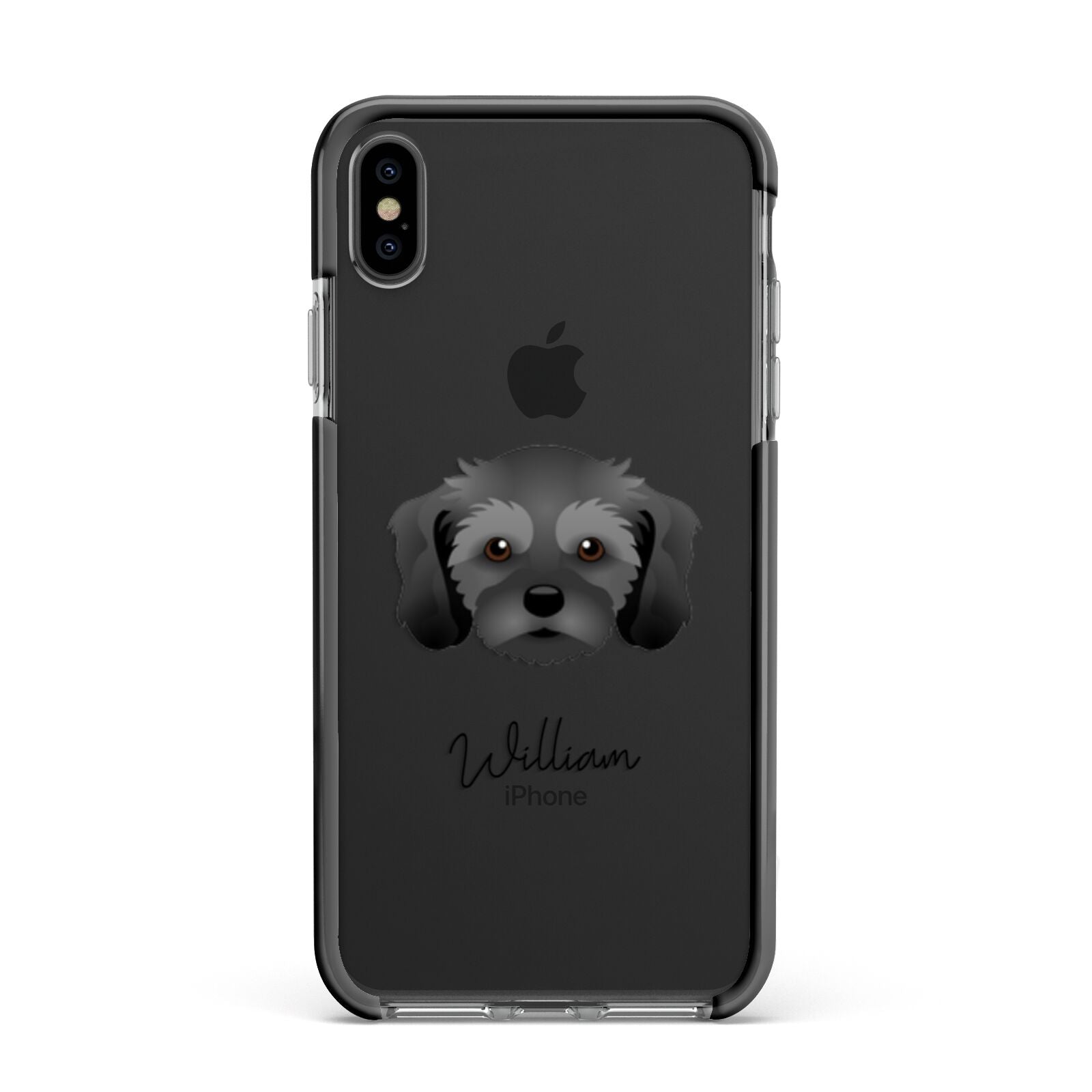 Cavachon Personalised Apple iPhone Xs Max Impact Case Black Edge on Black Phone