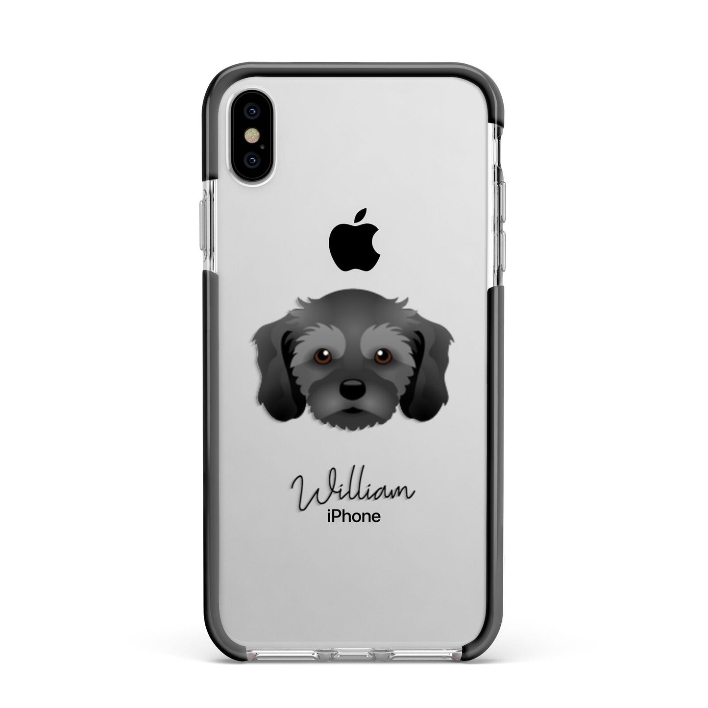 Cavachon Personalised Apple iPhone Xs Max Impact Case Black Edge on Silver Phone