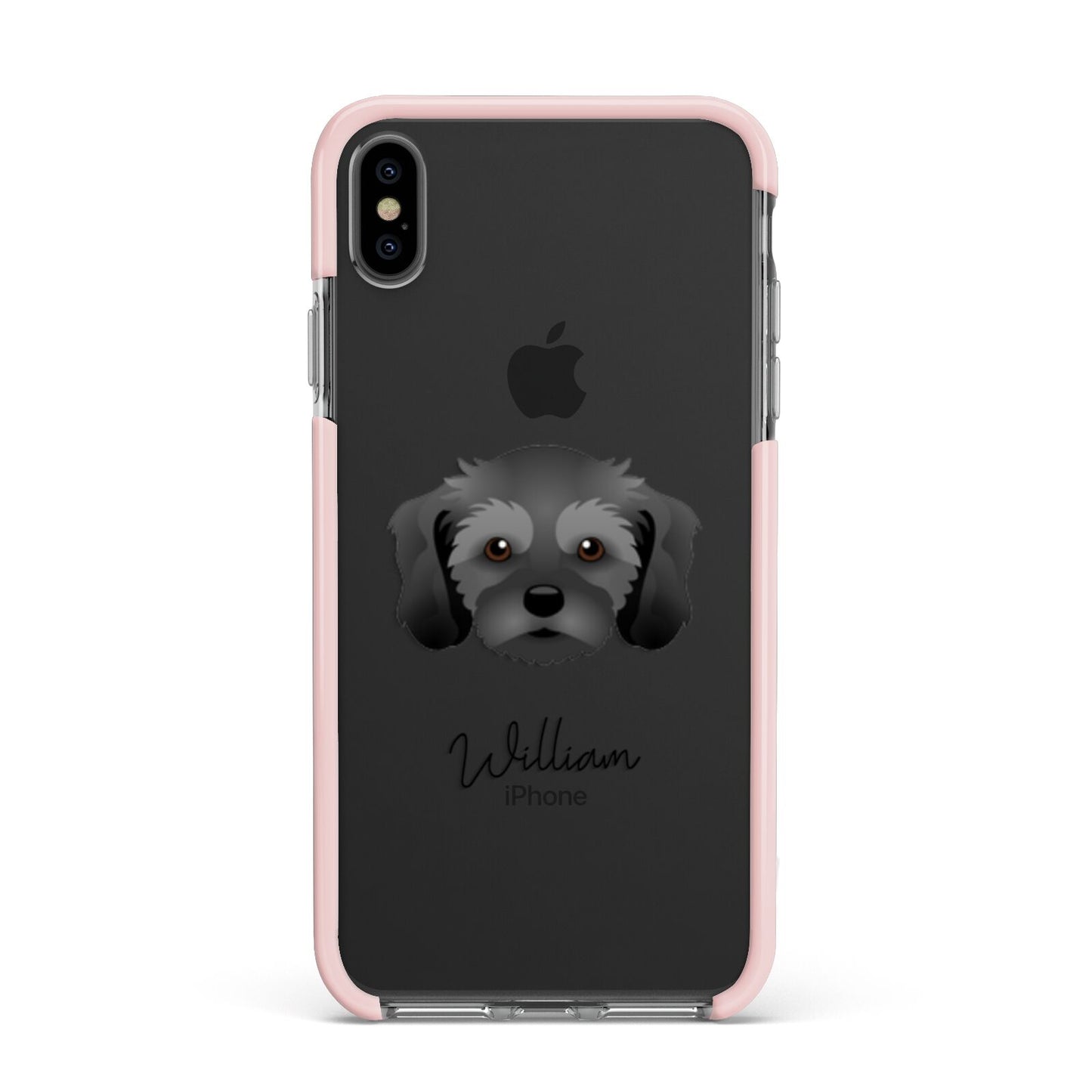 Cavachon Personalised Apple iPhone Xs Max Impact Case Pink Edge on Black Phone