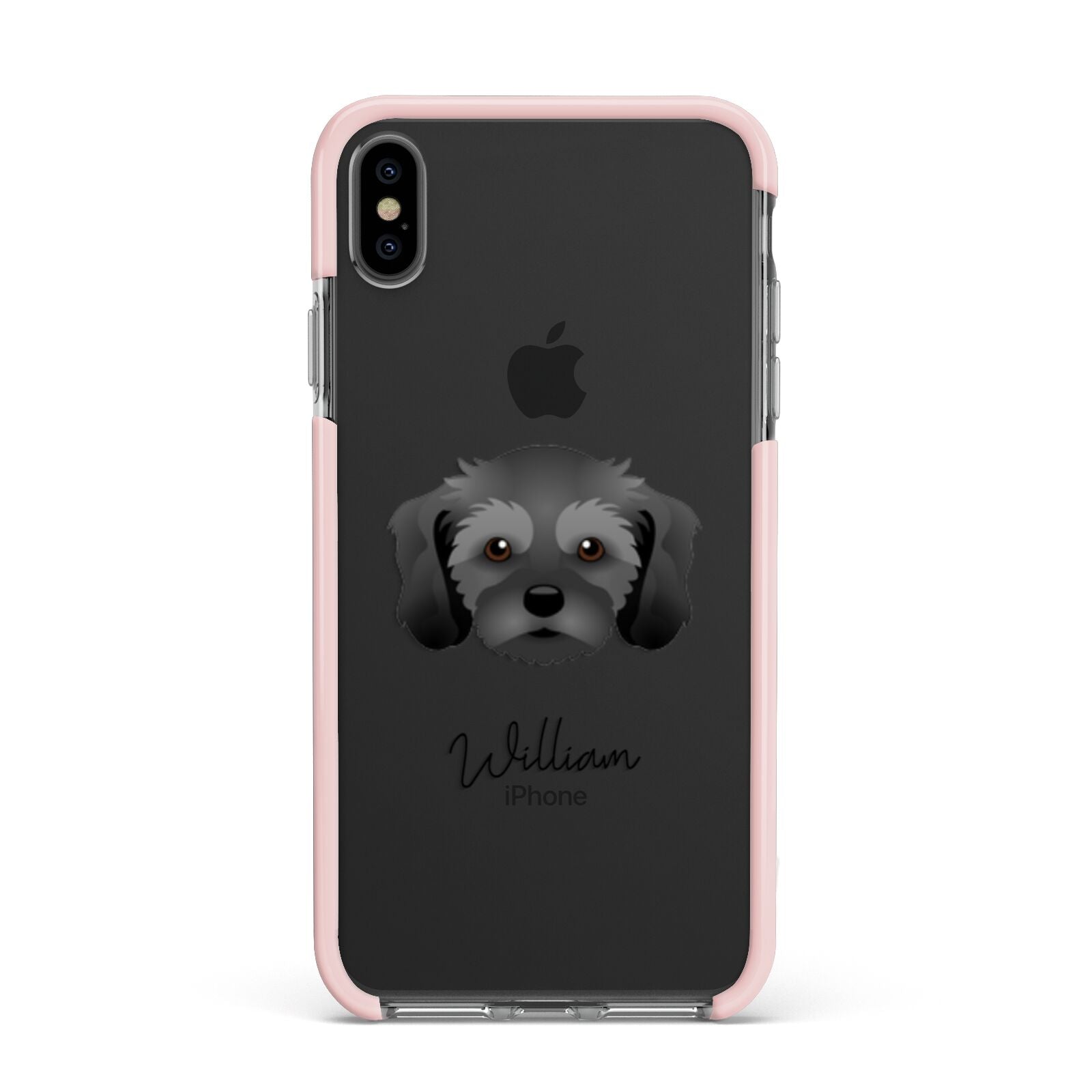 Cavachon Personalised Apple iPhone Xs Max Impact Case Pink Edge on Black Phone