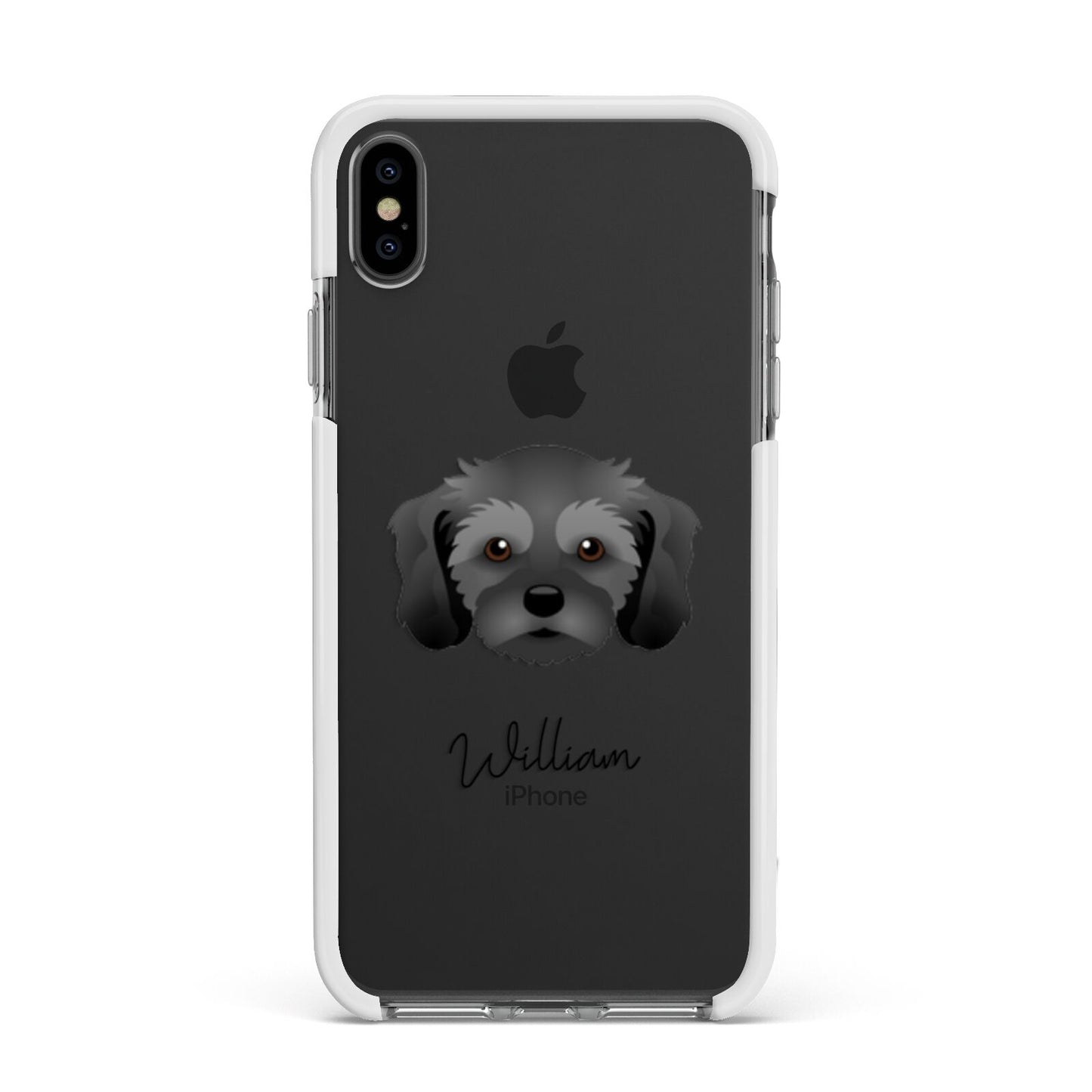 Cavachon Personalised Apple iPhone Xs Max Impact Case White Edge on Black Phone