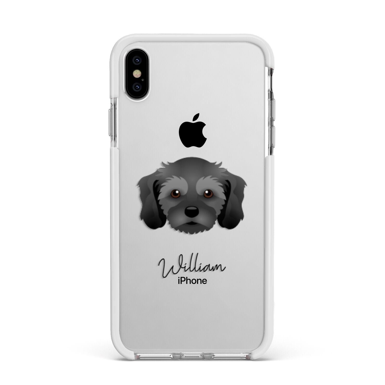 Cavachon Personalised Apple iPhone Xs Max Impact Case White Edge on Silver Phone