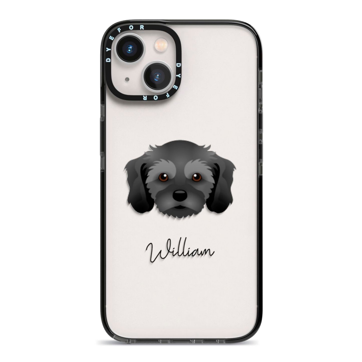 Cavachon Personalised iPhone 13 Black Impact Case on Silver phone