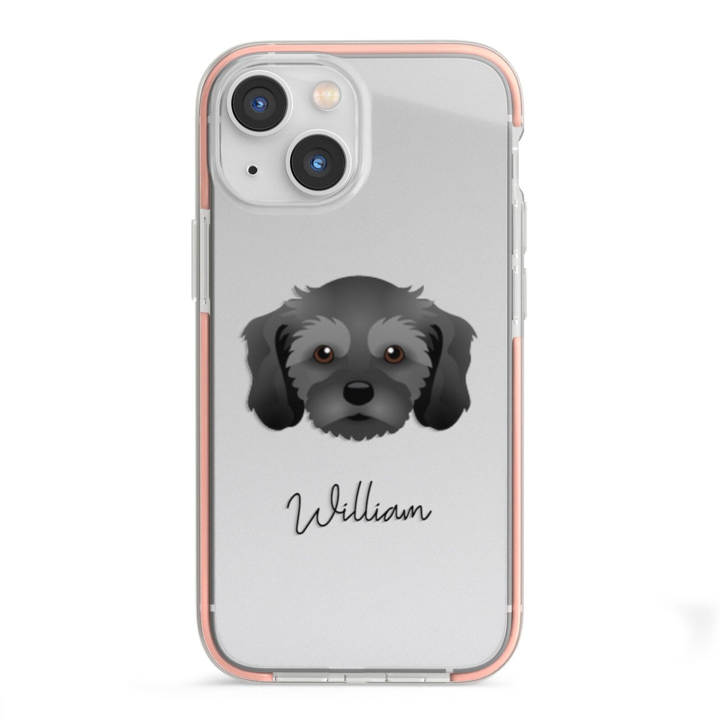 Cavachon Personalised iPhone 13 Mini TPU Impact Case with Pink Edges