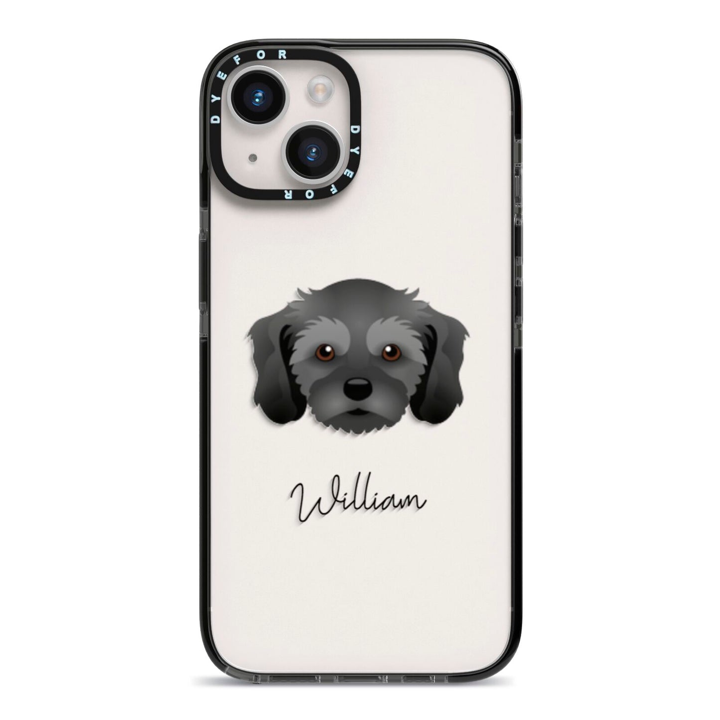 Cavachon Personalised iPhone 14 Black Impact Case on Silver phone