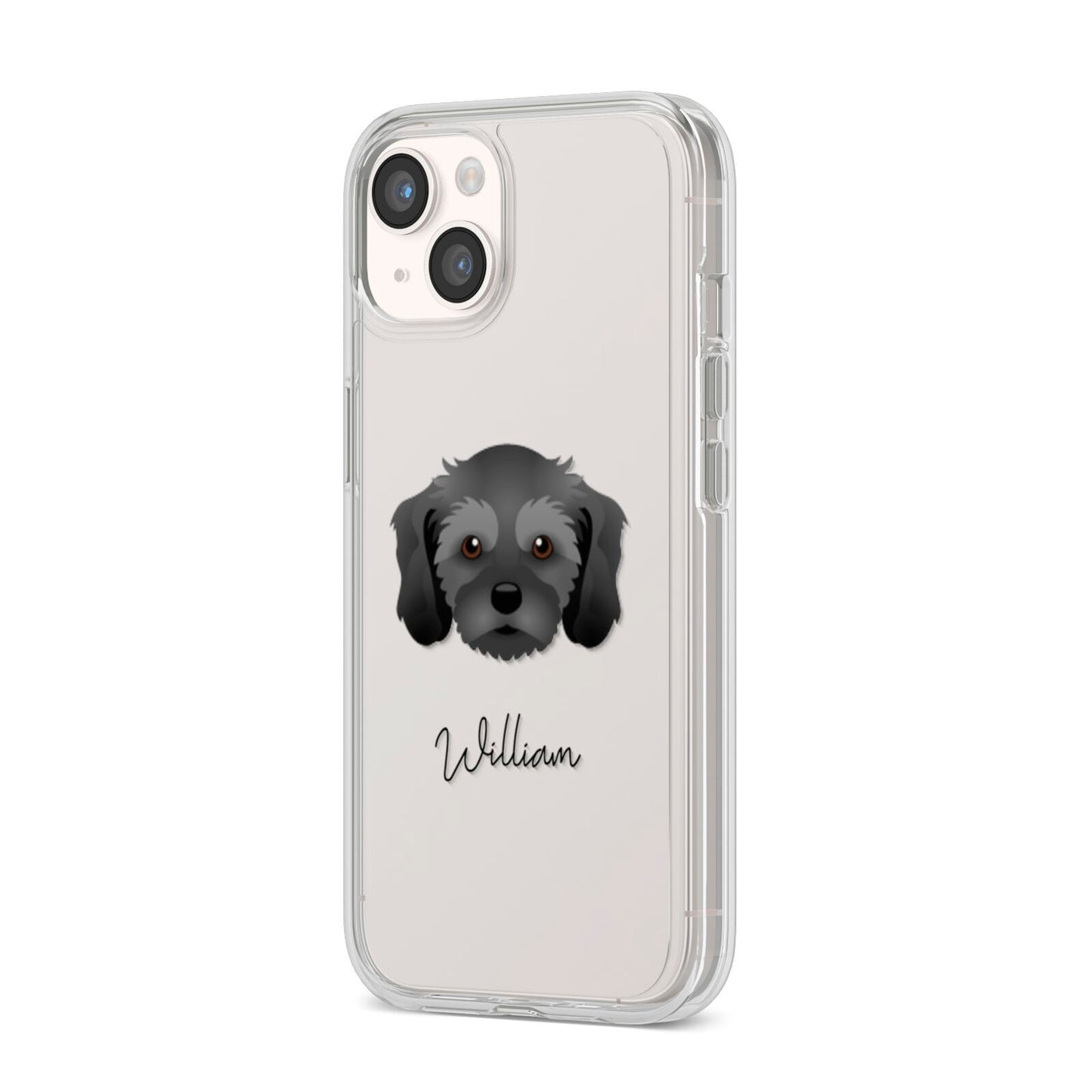 Cavachon Personalised iPhone 14 Clear Tough Case Starlight Angled Image