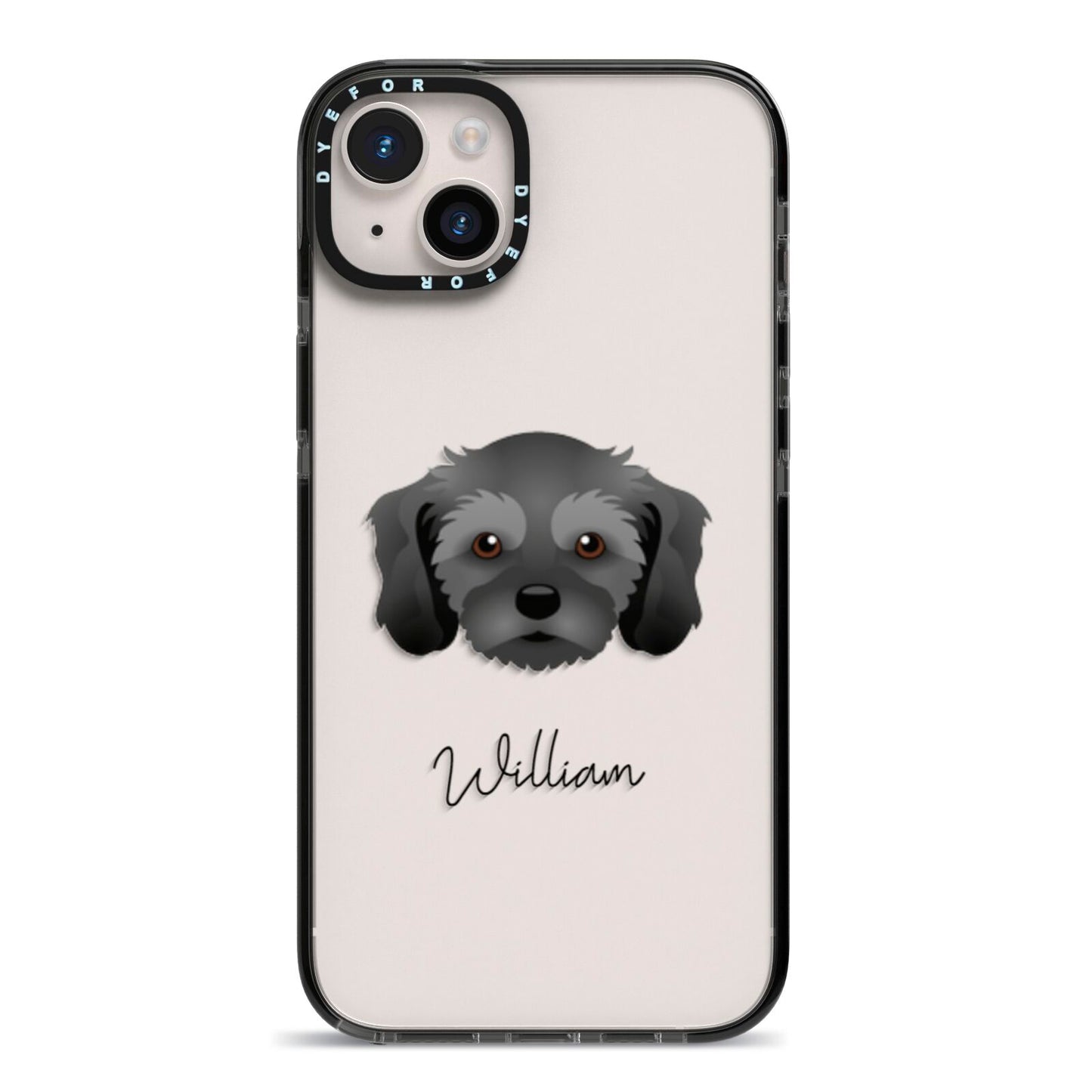 Cavachon Personalised iPhone 14 Plus Black Impact Case on Silver phone