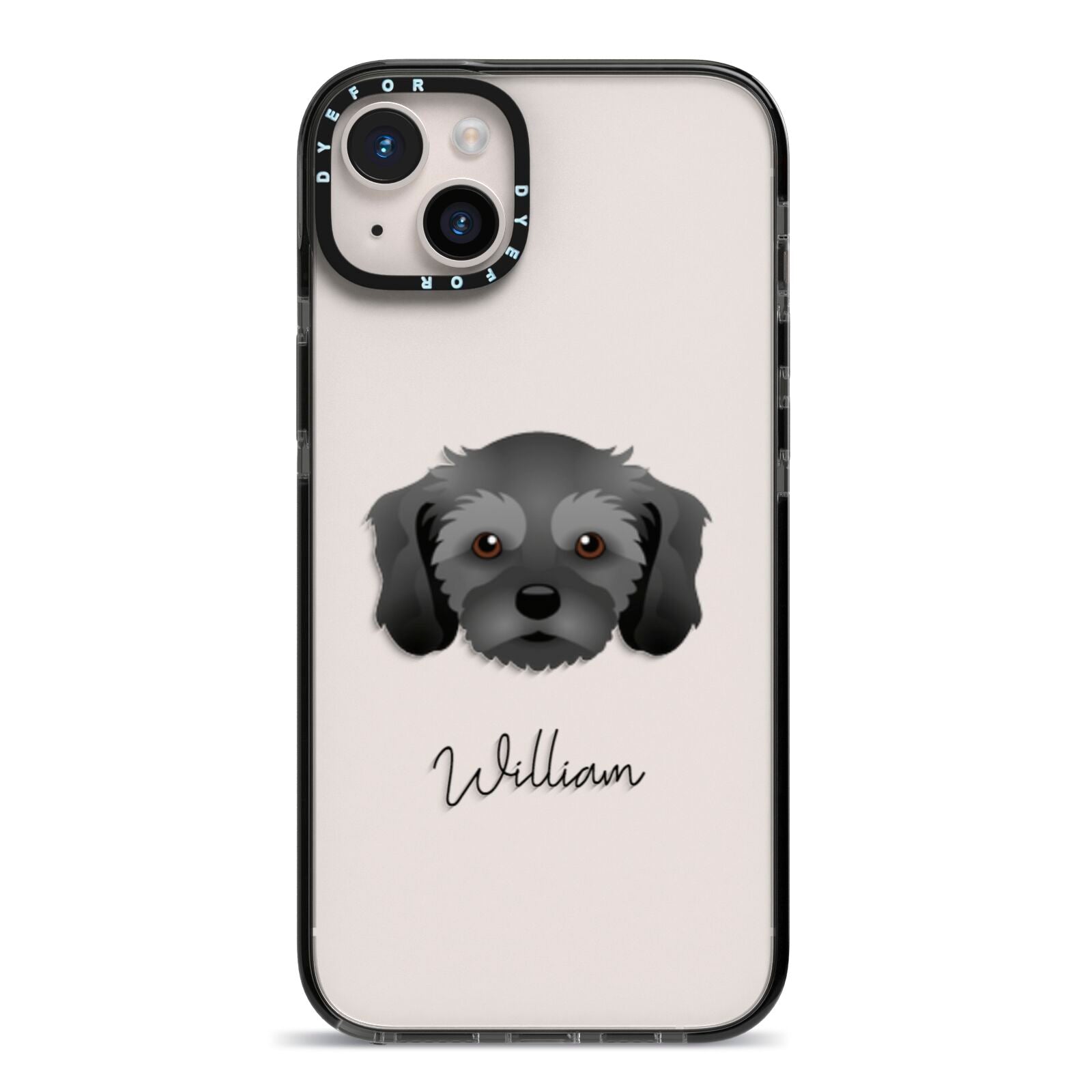 Cavachon Personalised iPhone 14 Plus Black Impact Case on Silver phone